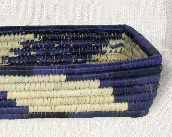 Waves Blue Woven Table Basket