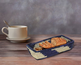 Waves Blue Woven Table Basket