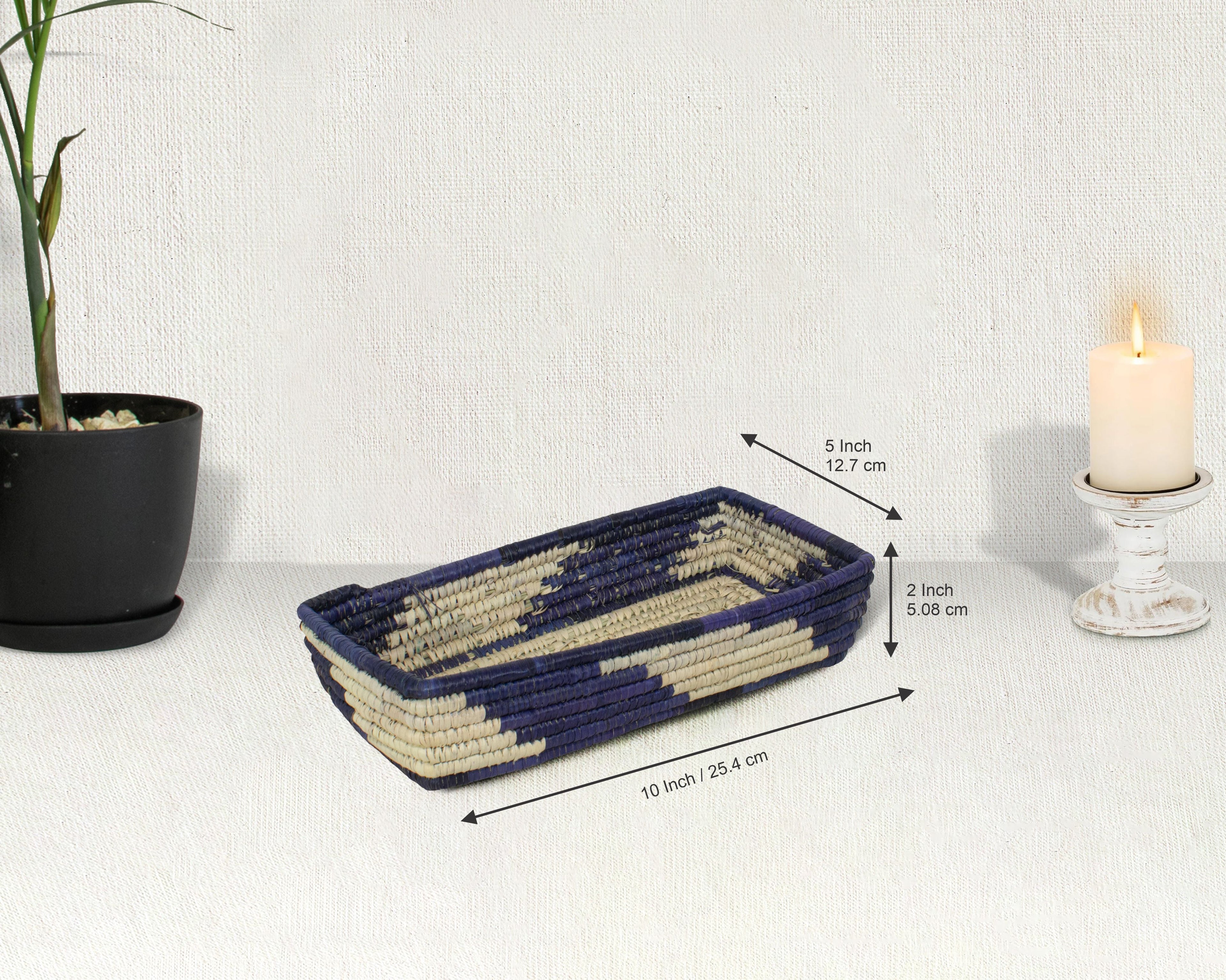 Waves Blue Woven Spoon Basket SB-1701-10