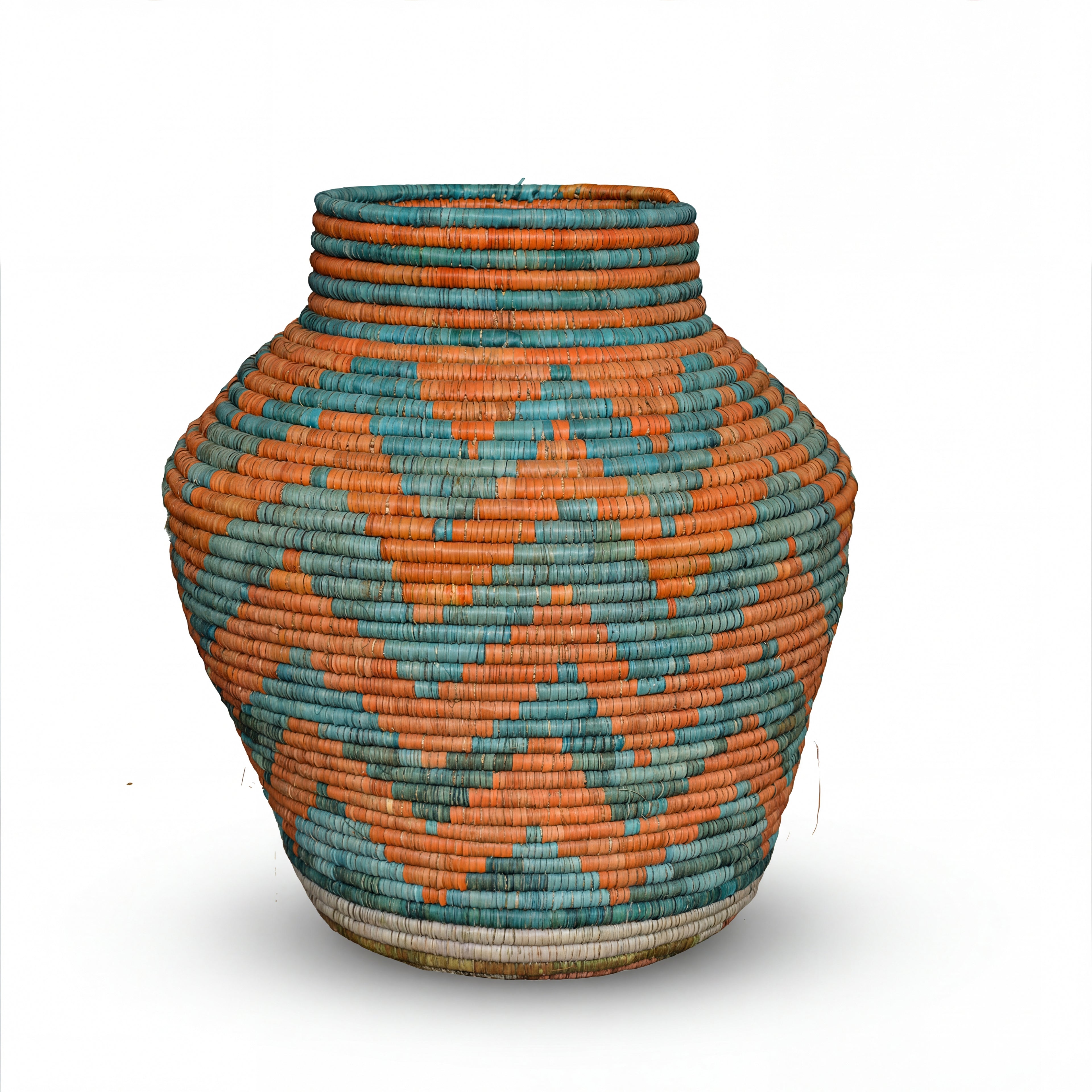 Turquoise Orange Diamond Potter Vase