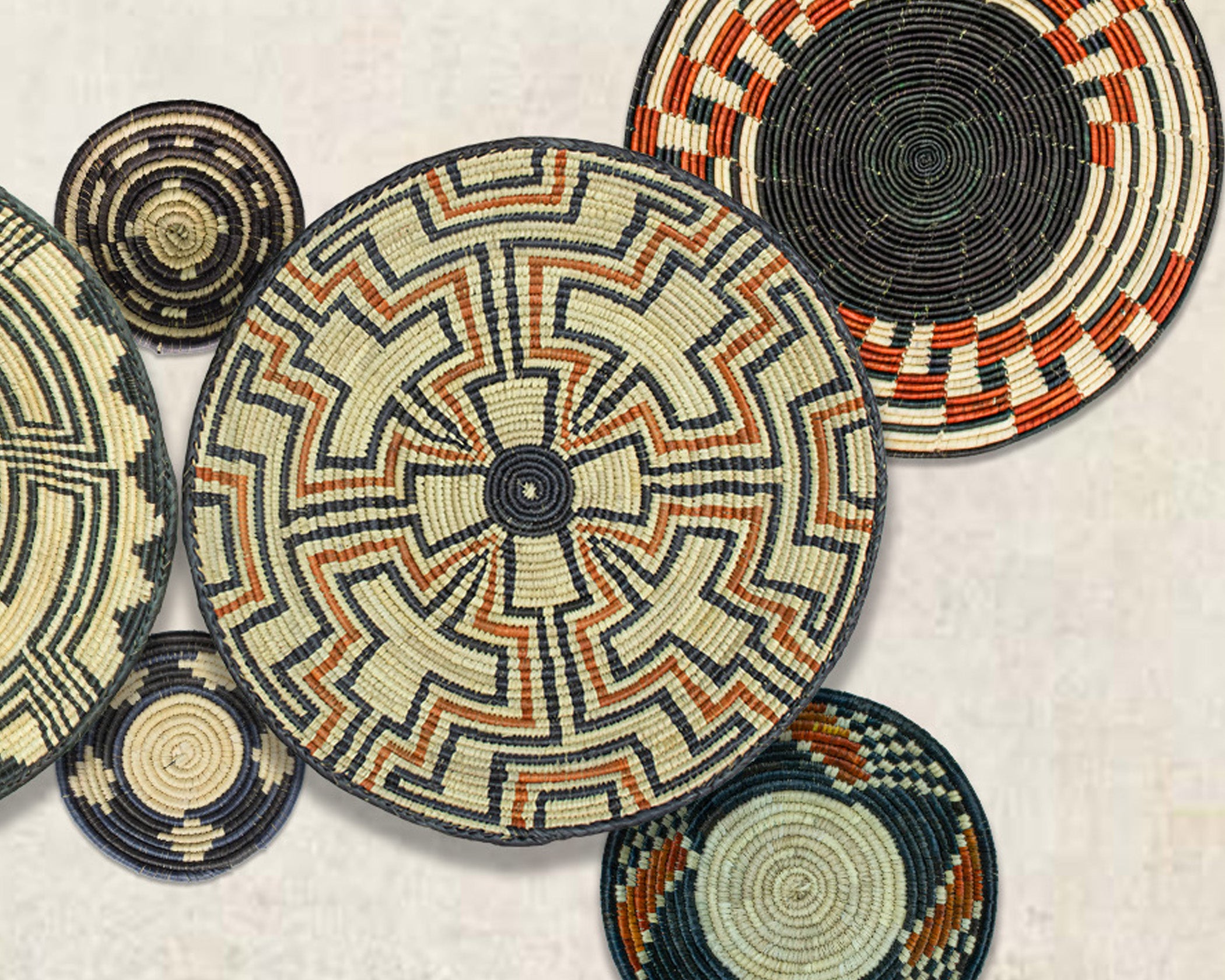 Set of 8 Handwoven wall baskets SET-254-8 N