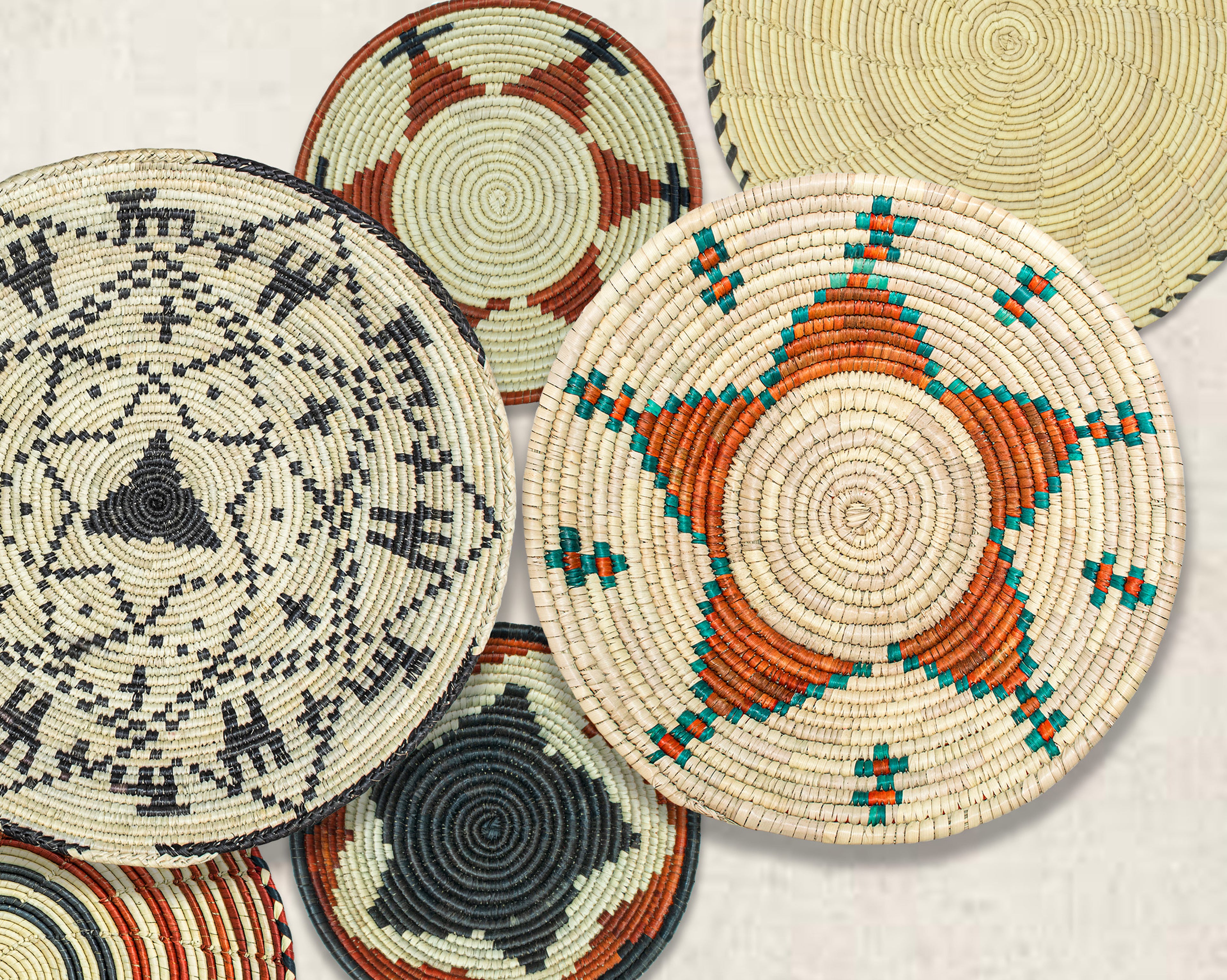 Set of 6 Handwoven wall baskets SET-274-6 N