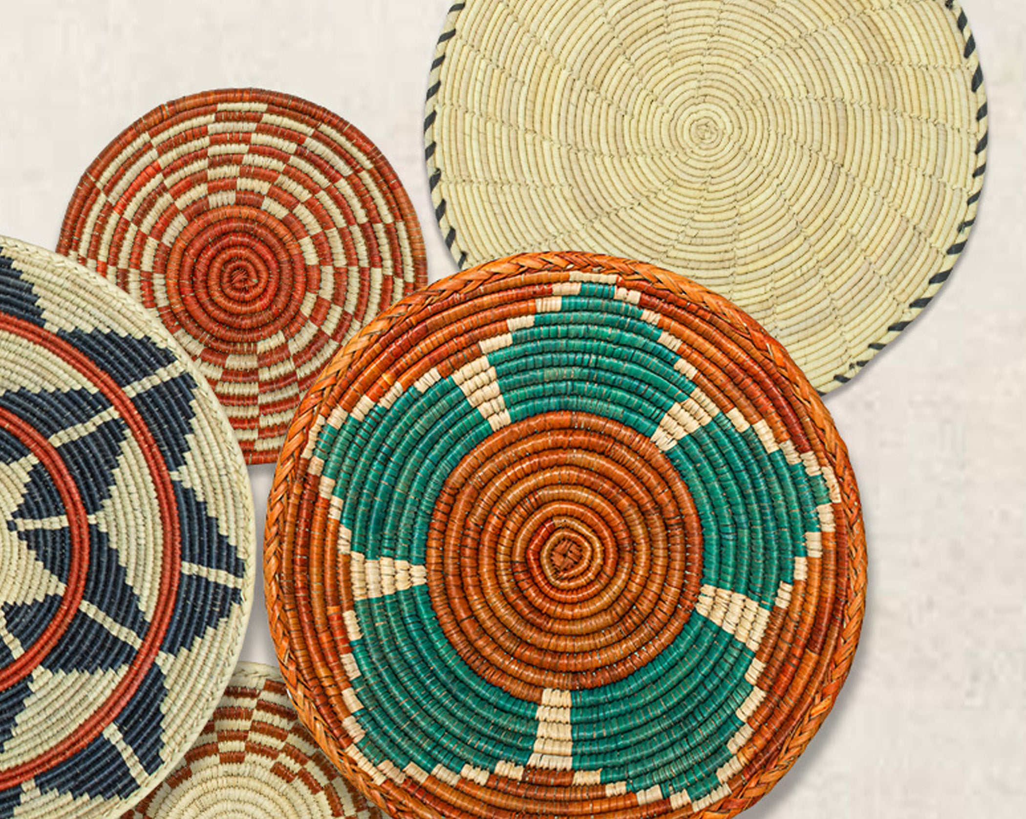 Set of 6 Handwoven wall baskets SET-276-6 N