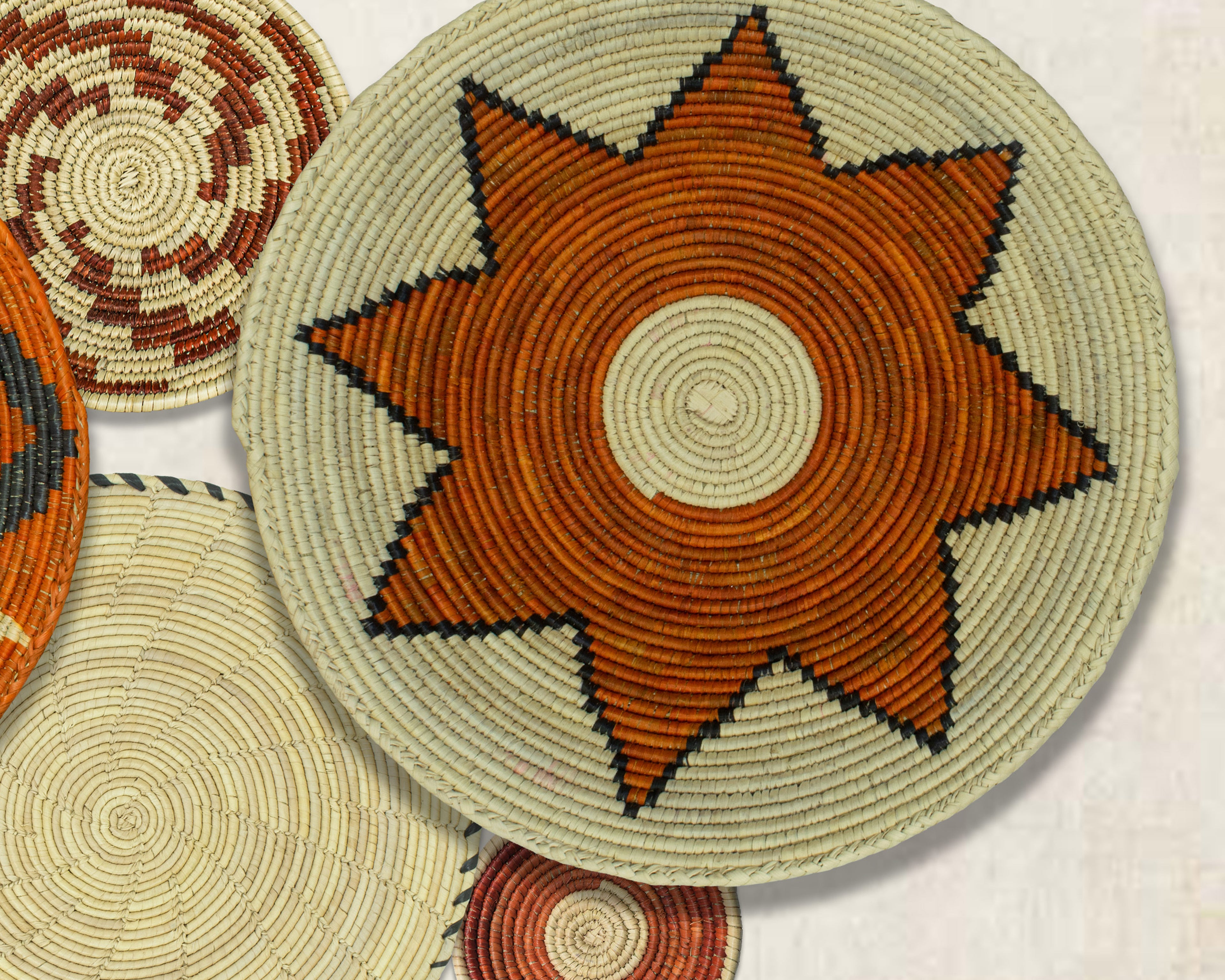 Set of 6 Handwoven wall baskets SET-268-6 N