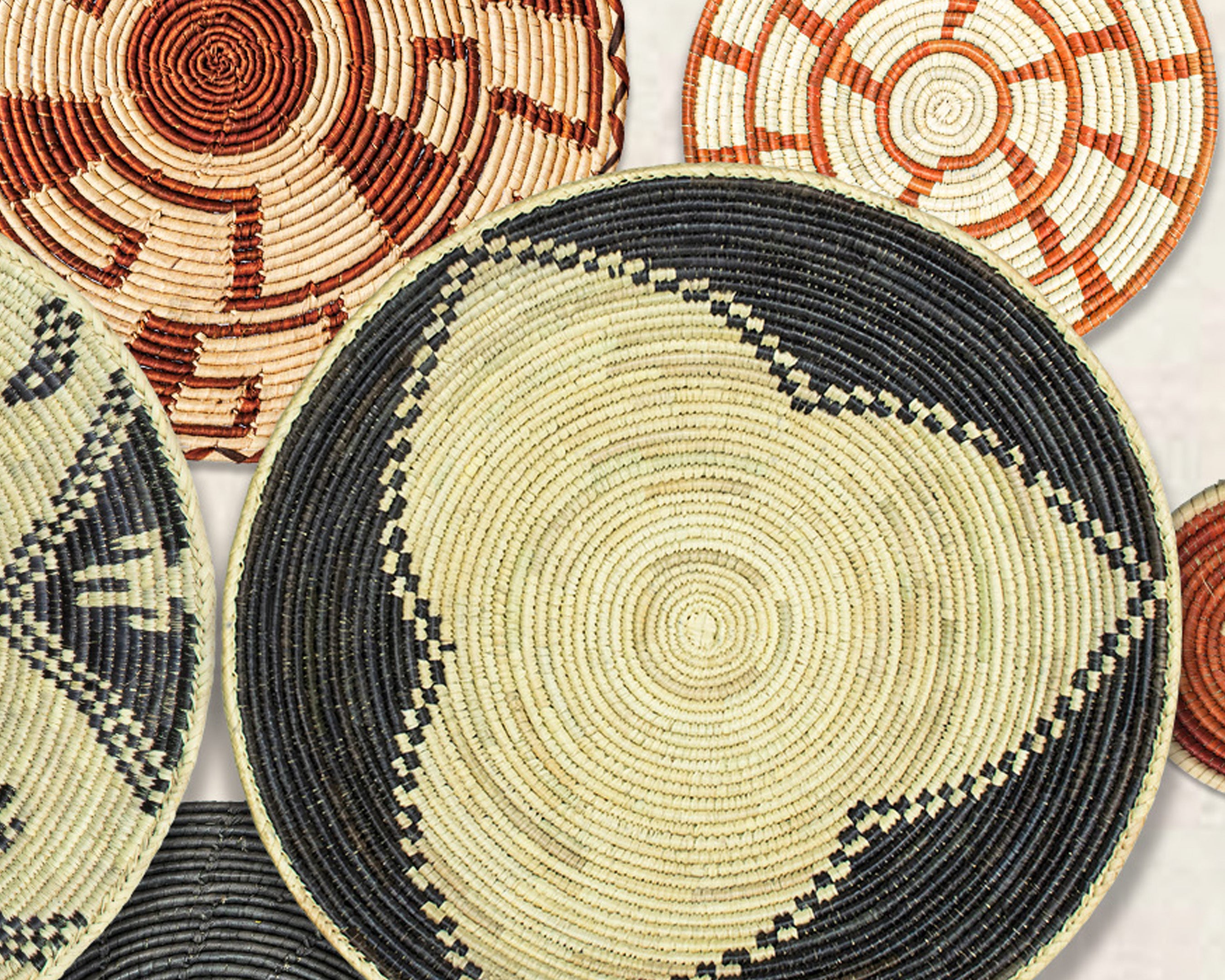 Set of 8 Handwoven wall baskets SET-249-8 N