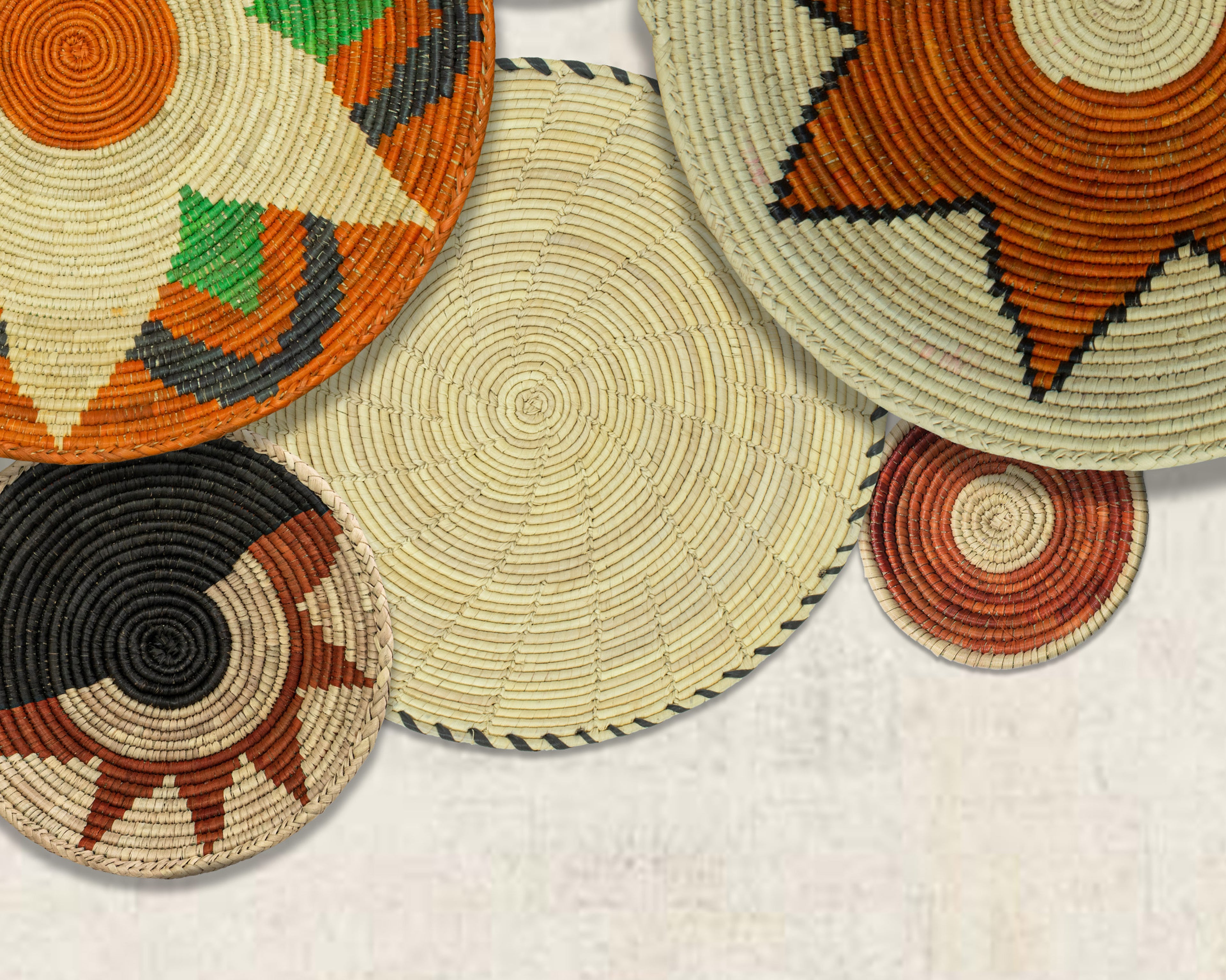 Set of 6 Handwoven wall baskets SET-268-6 N