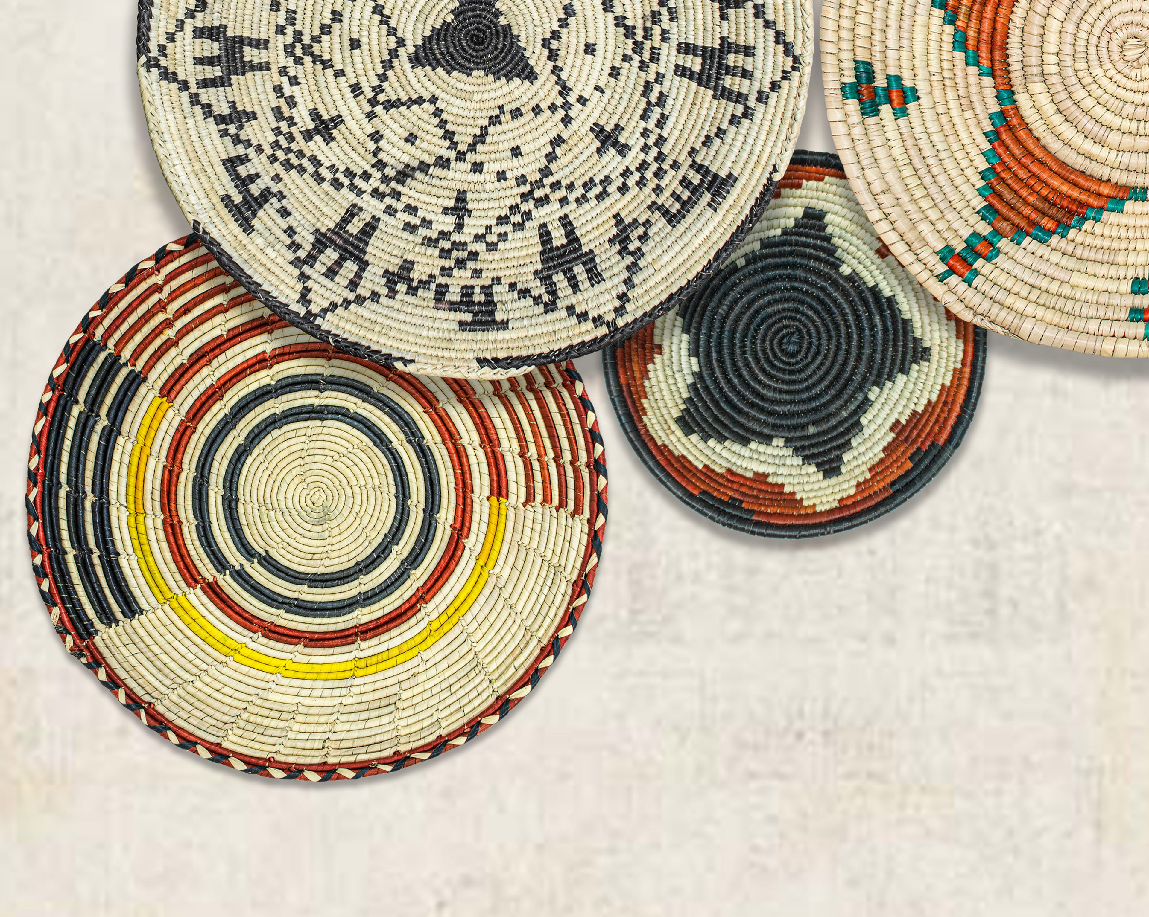 Set of 6 Handwoven wall baskets SET-274-6 N