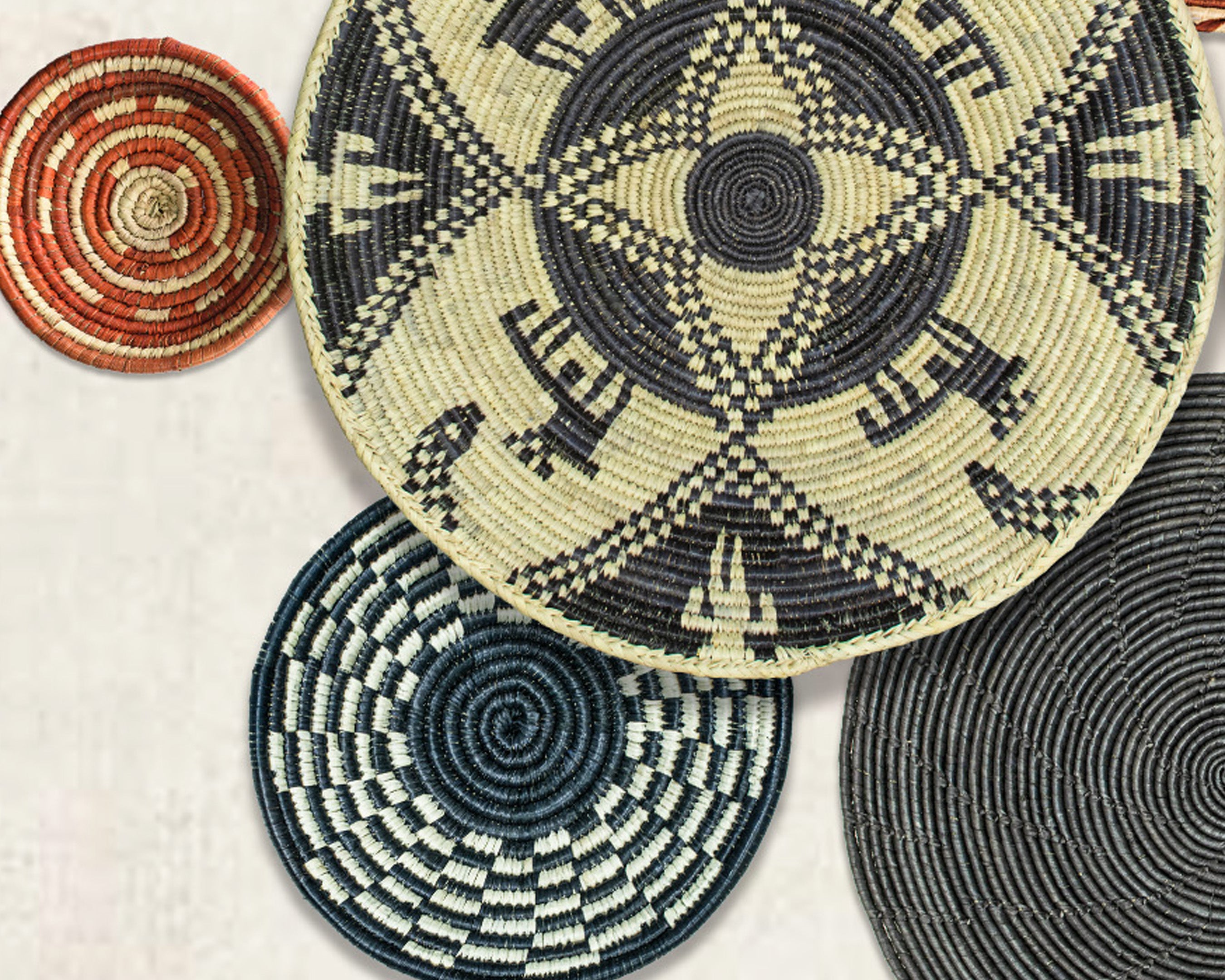 Set of 8 Handwoven wall baskets SET-249-8 N