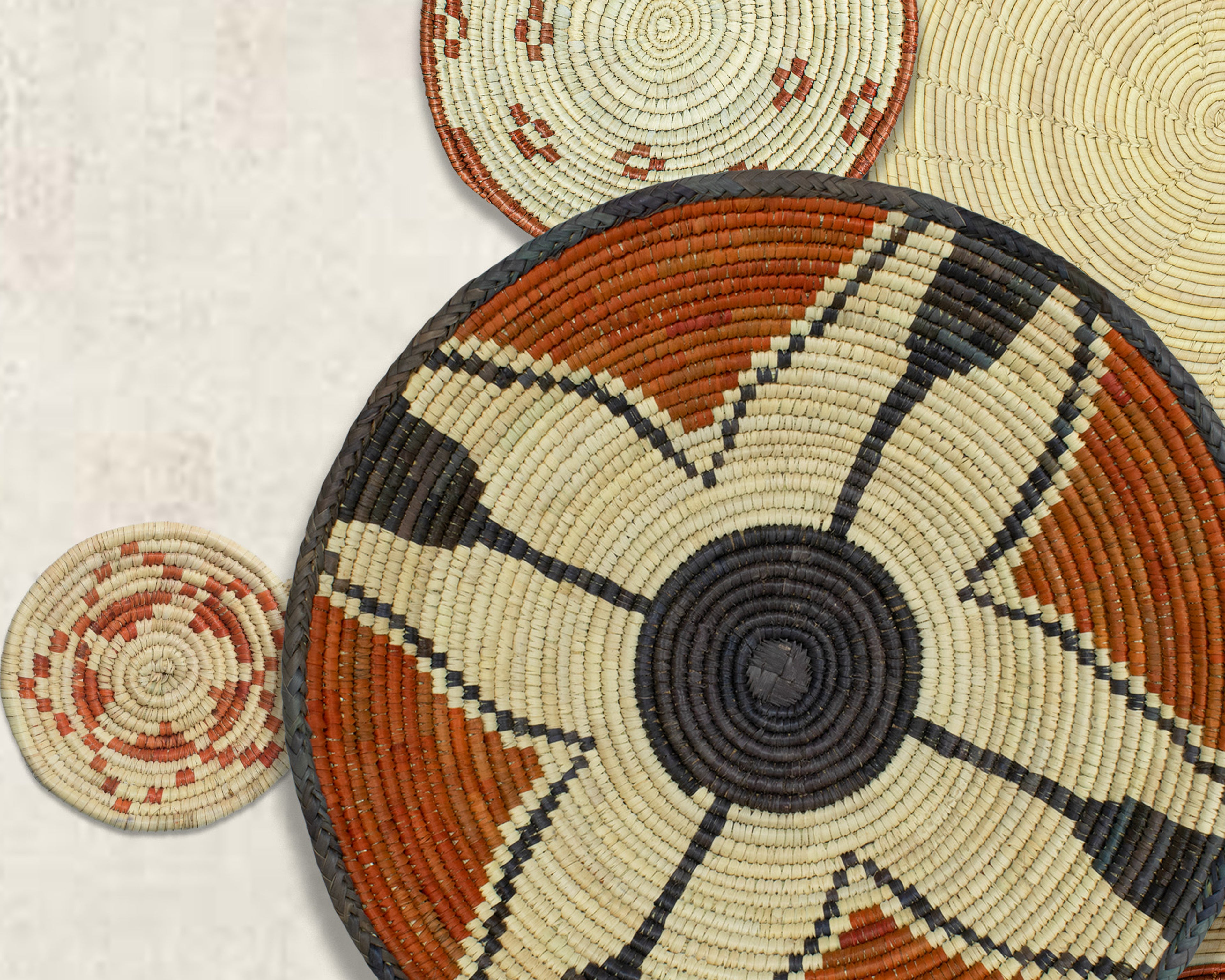 Set of 8 Handwoven wall baskets SET-358-8 N