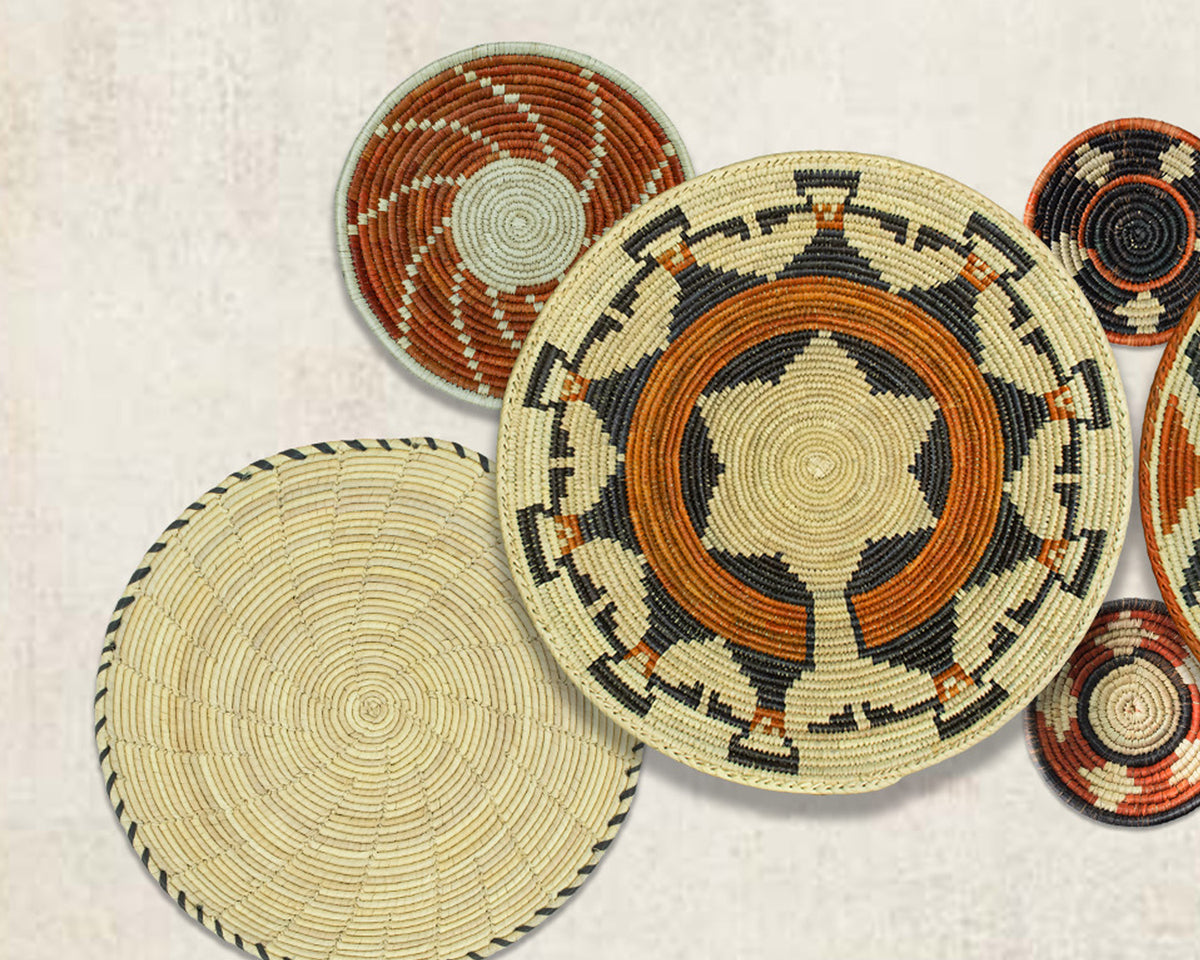 Set of 8 Handwoven wall baskets SET-253-8 N