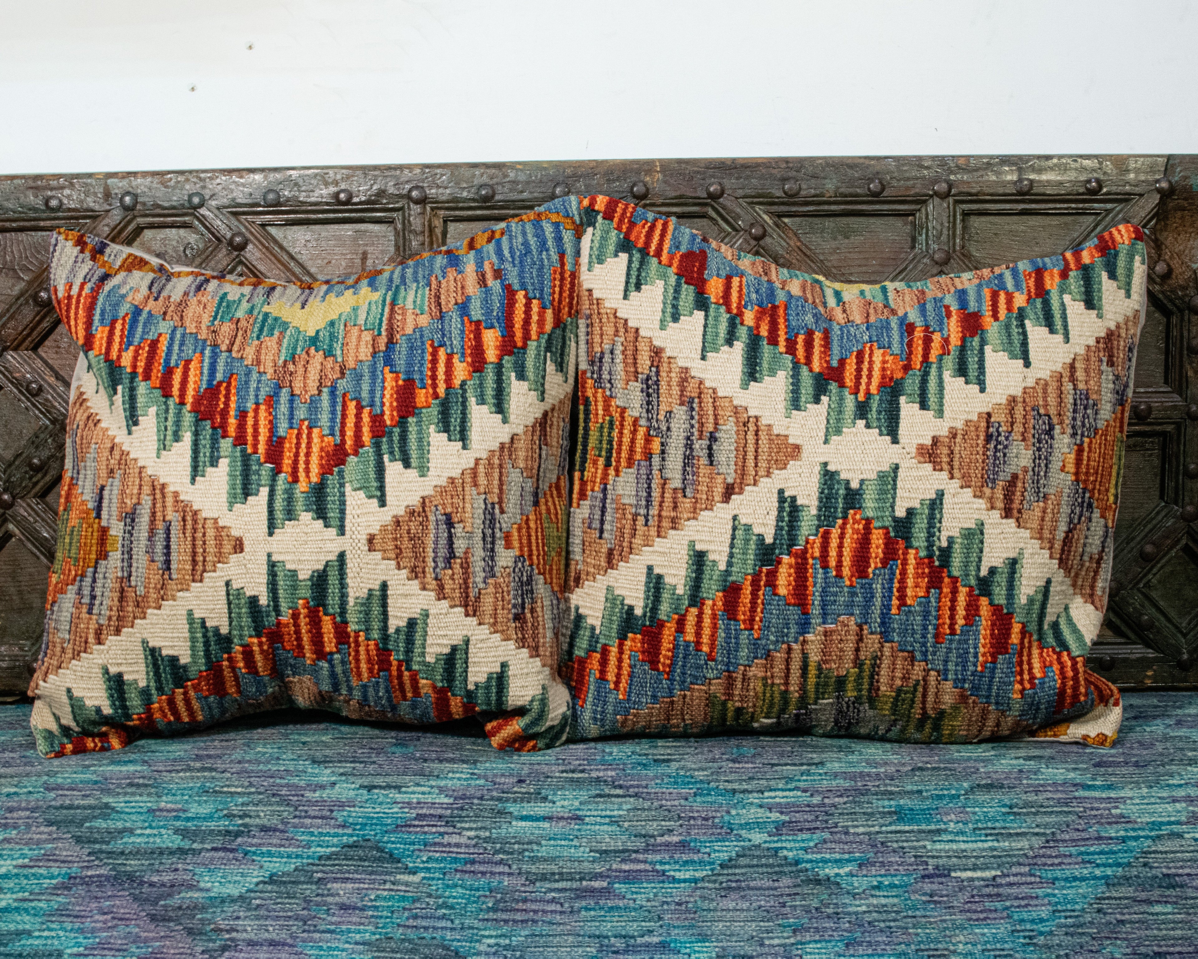 Set of 2 Hand Knotted Wool Kilim Pillow