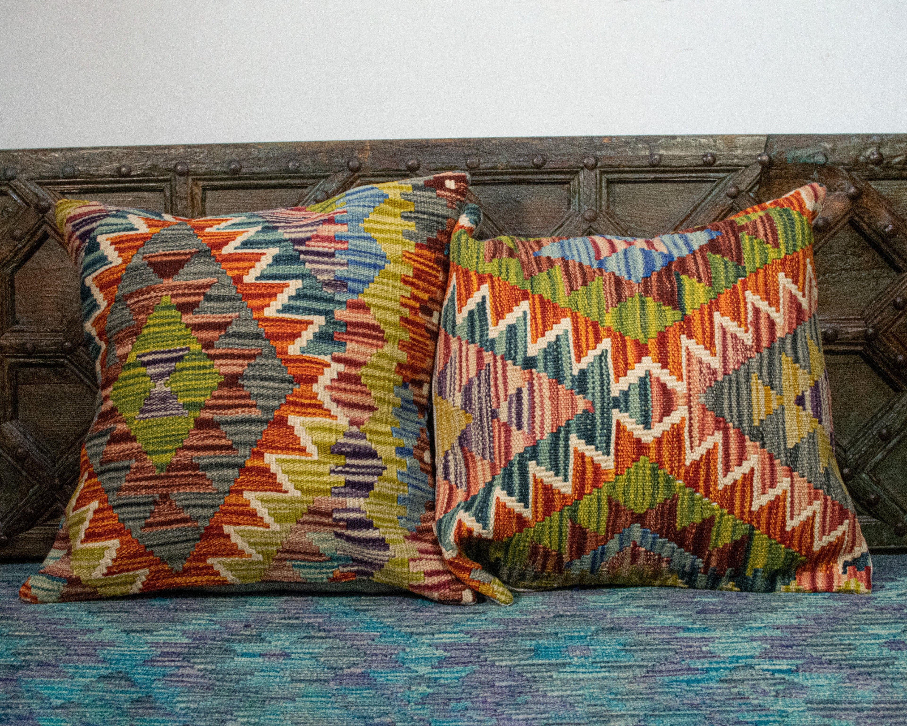 Set of 2 Hand Knotted Wool Kilim Pillow