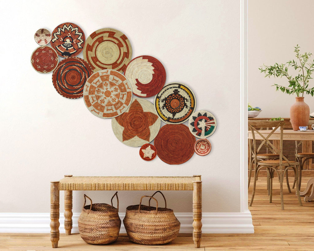 Set of 13 Handwoven wall baskets SET-181-13 N