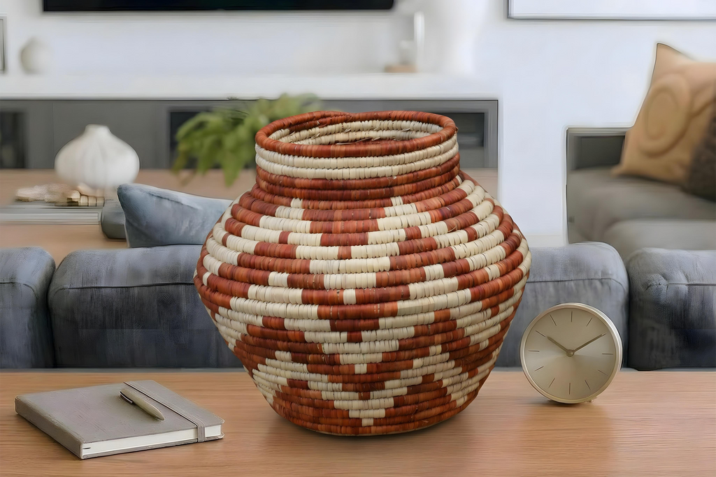 Terracotta Diamond Potter Vase II