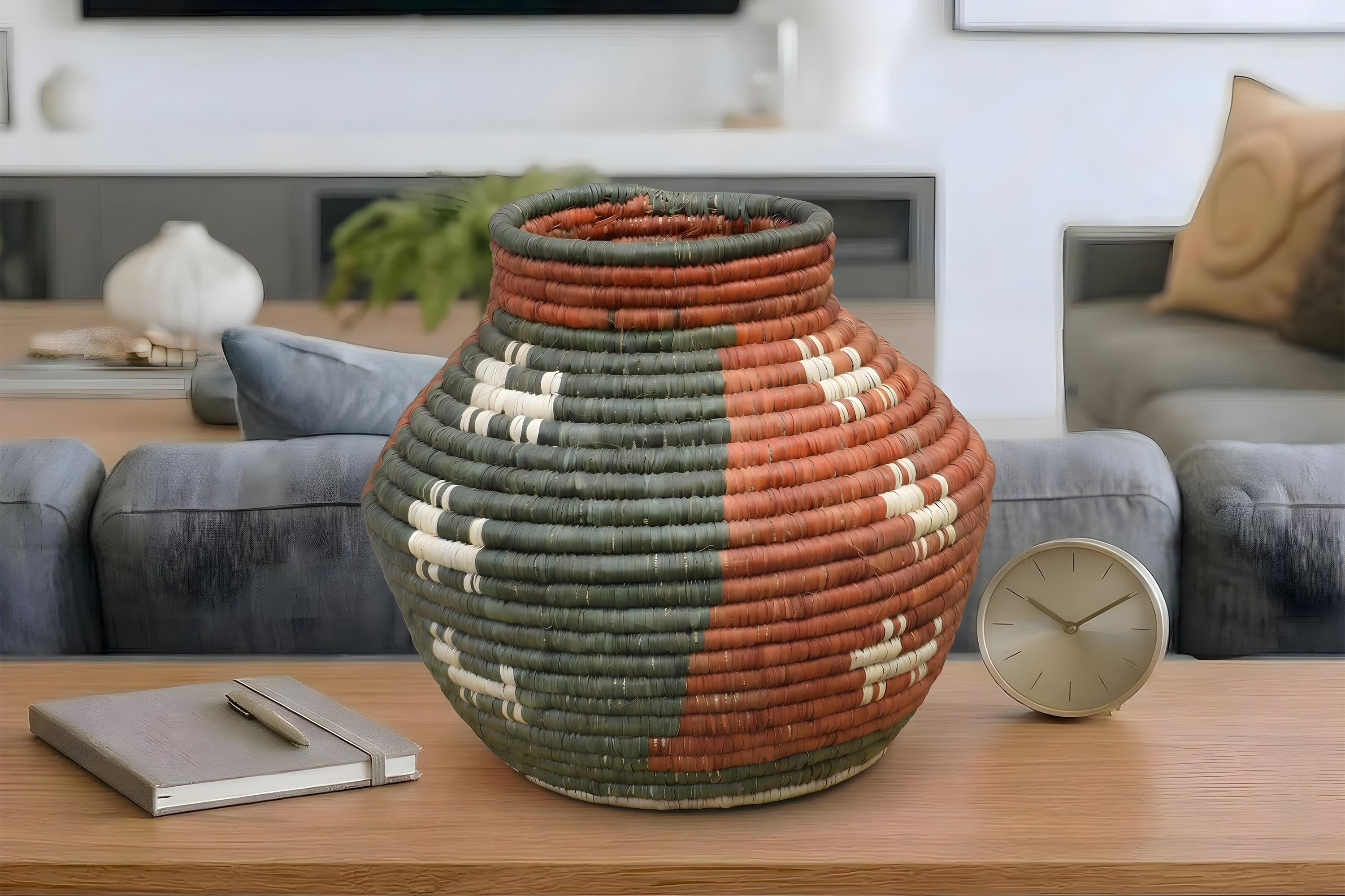 Sage Green Terracotta Diamond Potter Basket