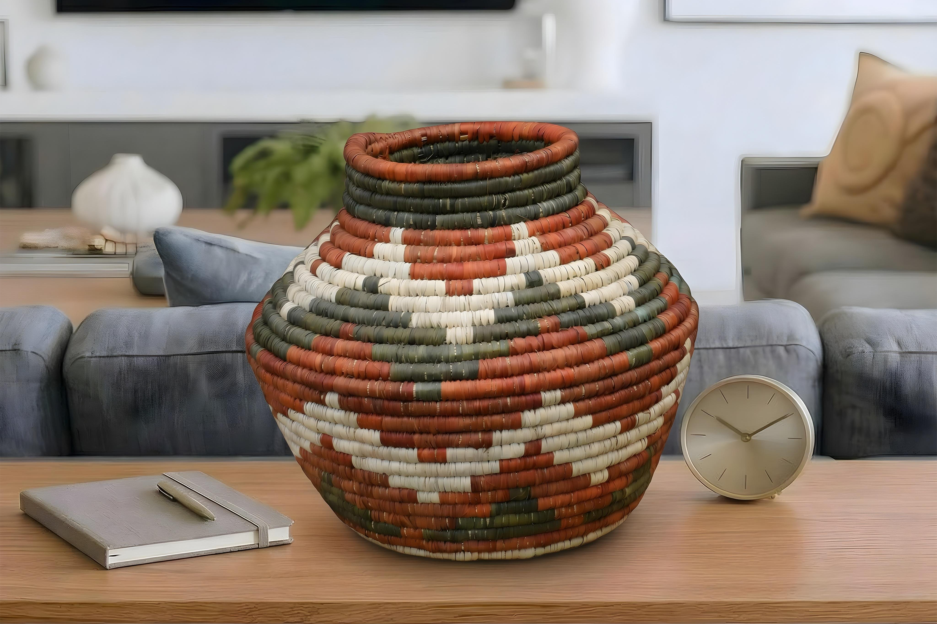 Rustic Terracotta Diamonds Potter Basket