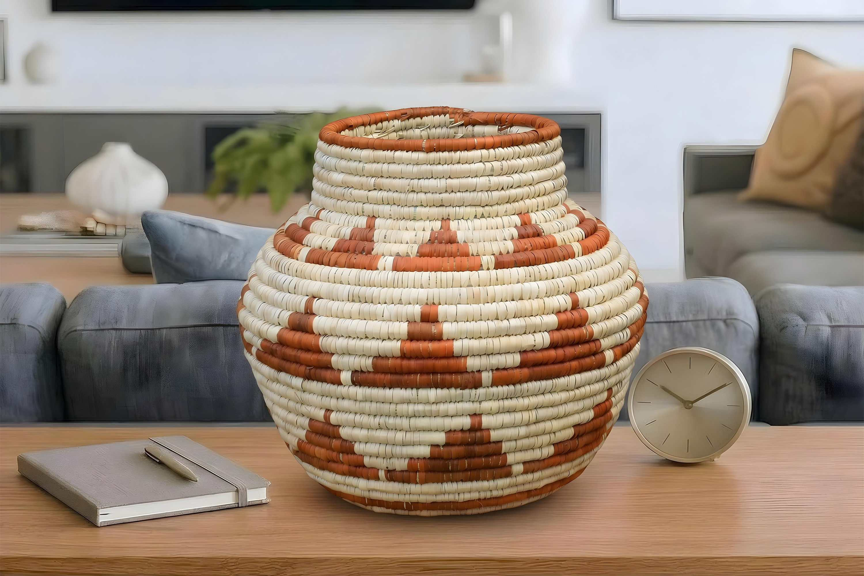 Terracotta Arrow Chevron Pattern Potter Basket