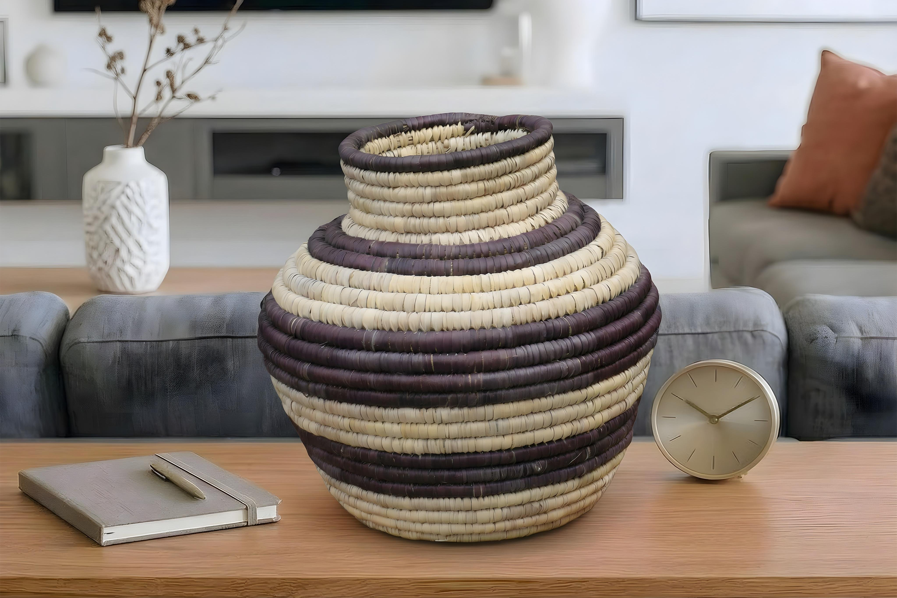 Cream Stripe Scandi Potter Basket