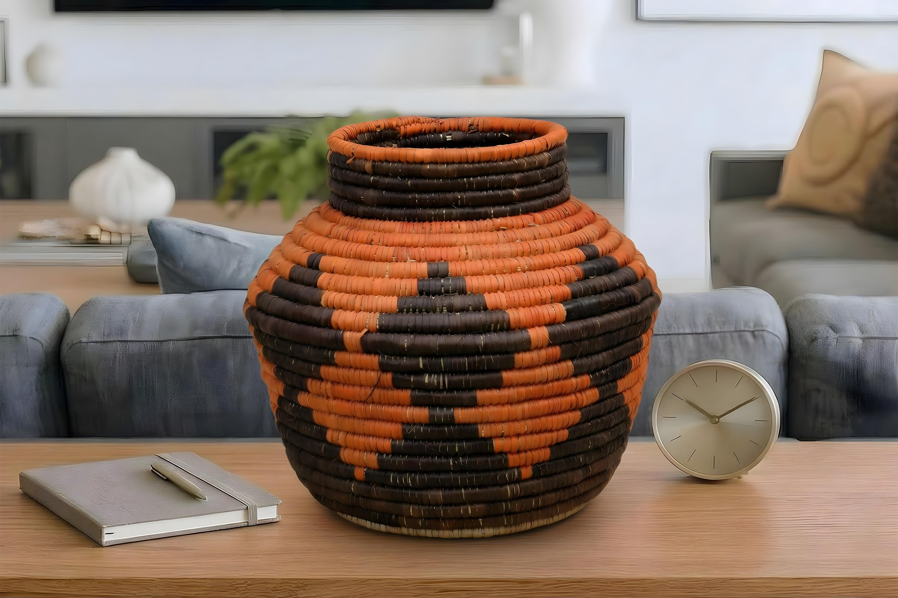 Rustic Diamond Tribal Potter Basket