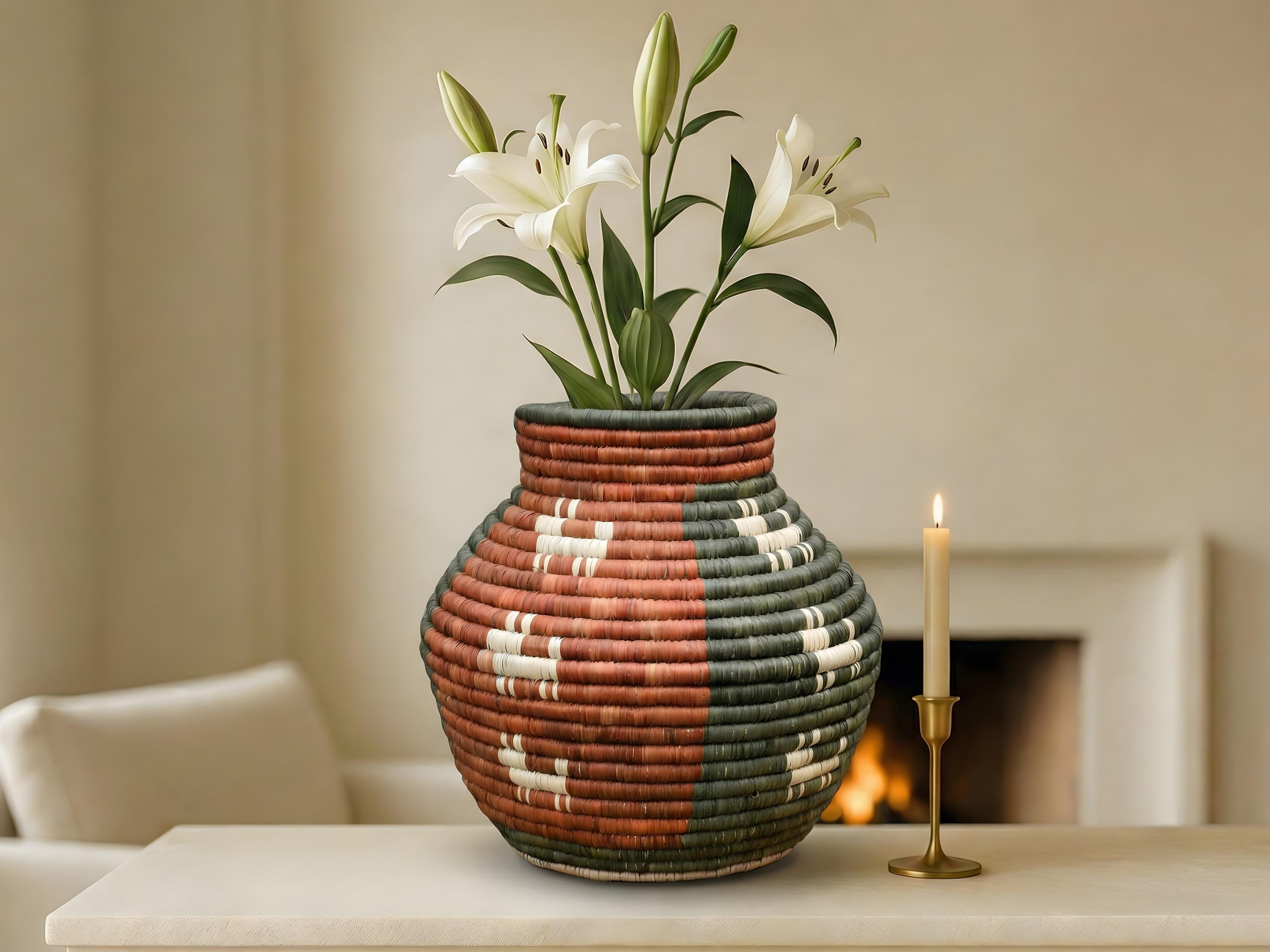 Sage Green Terracotta Diamond Potter Basket