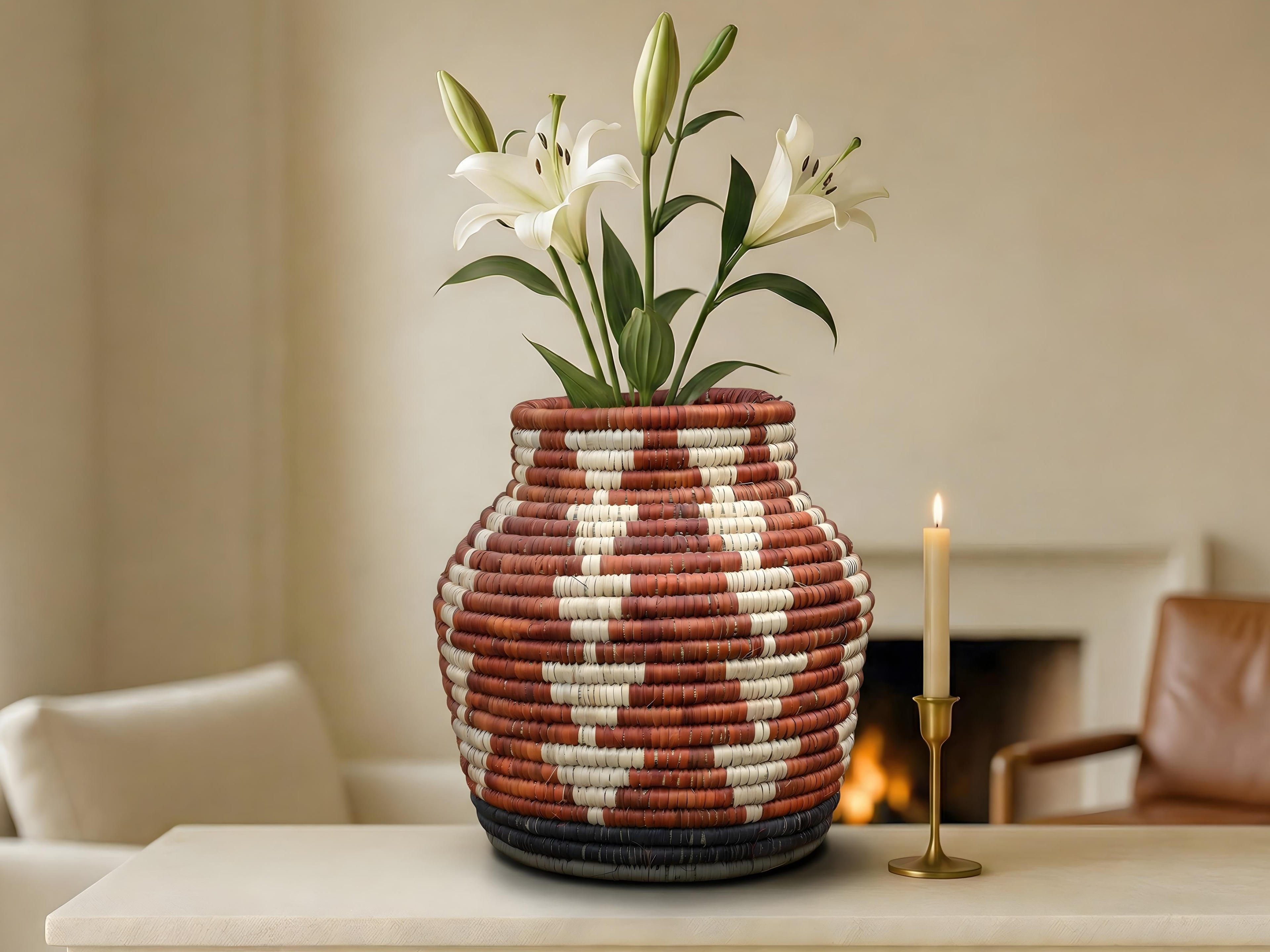 Terracotta Arrows Accent Potter Basket
