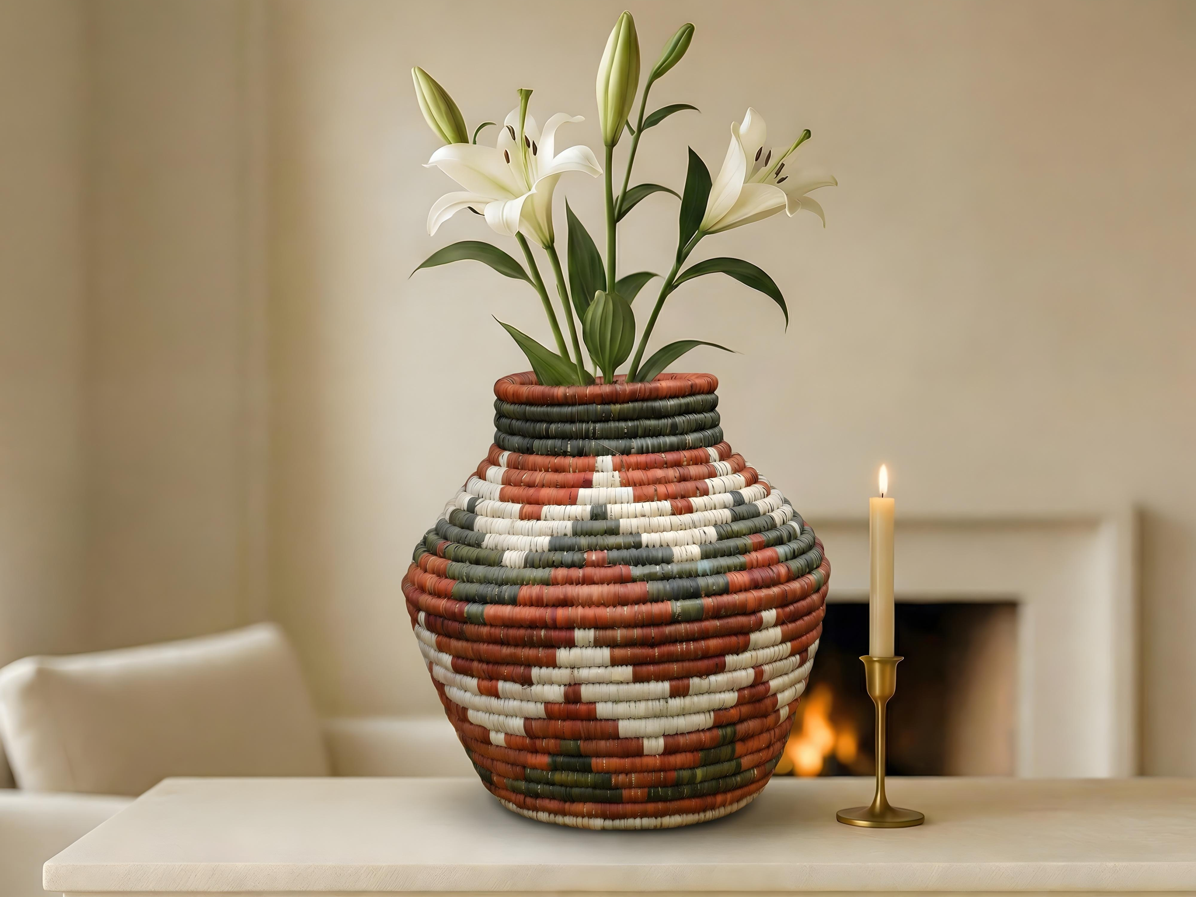 Rustic Terracotta Diamonds Potter Basket