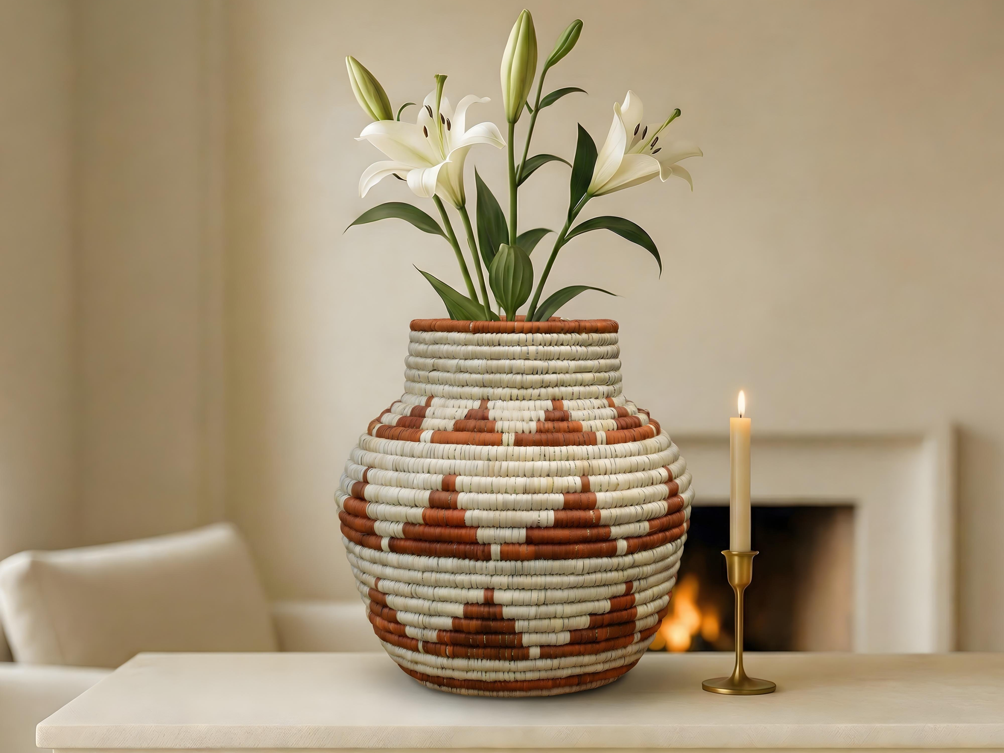 Terracotta Arrow Chevron Pattern Potter Basket