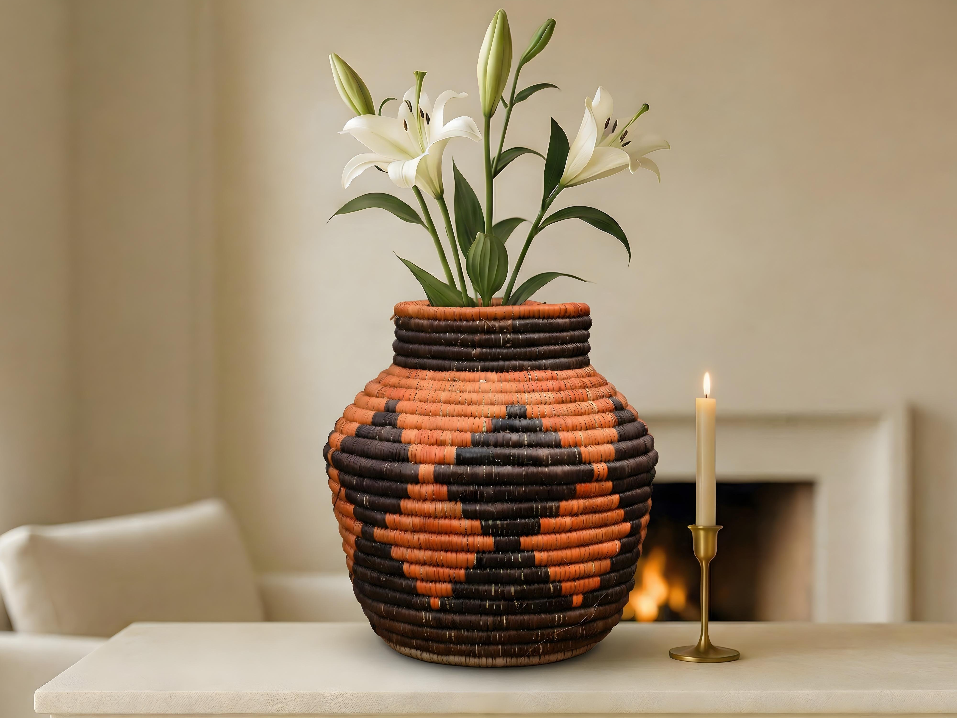 Rustic Diamond Tribal Potter Basket