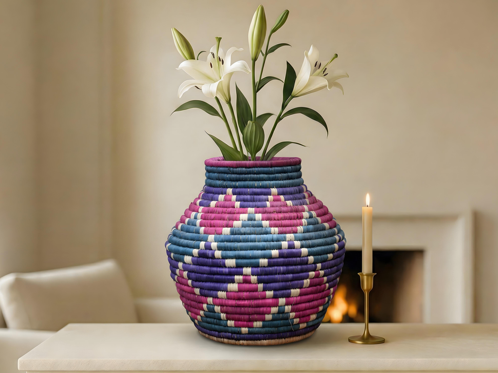 Pink Teal Potter Vase