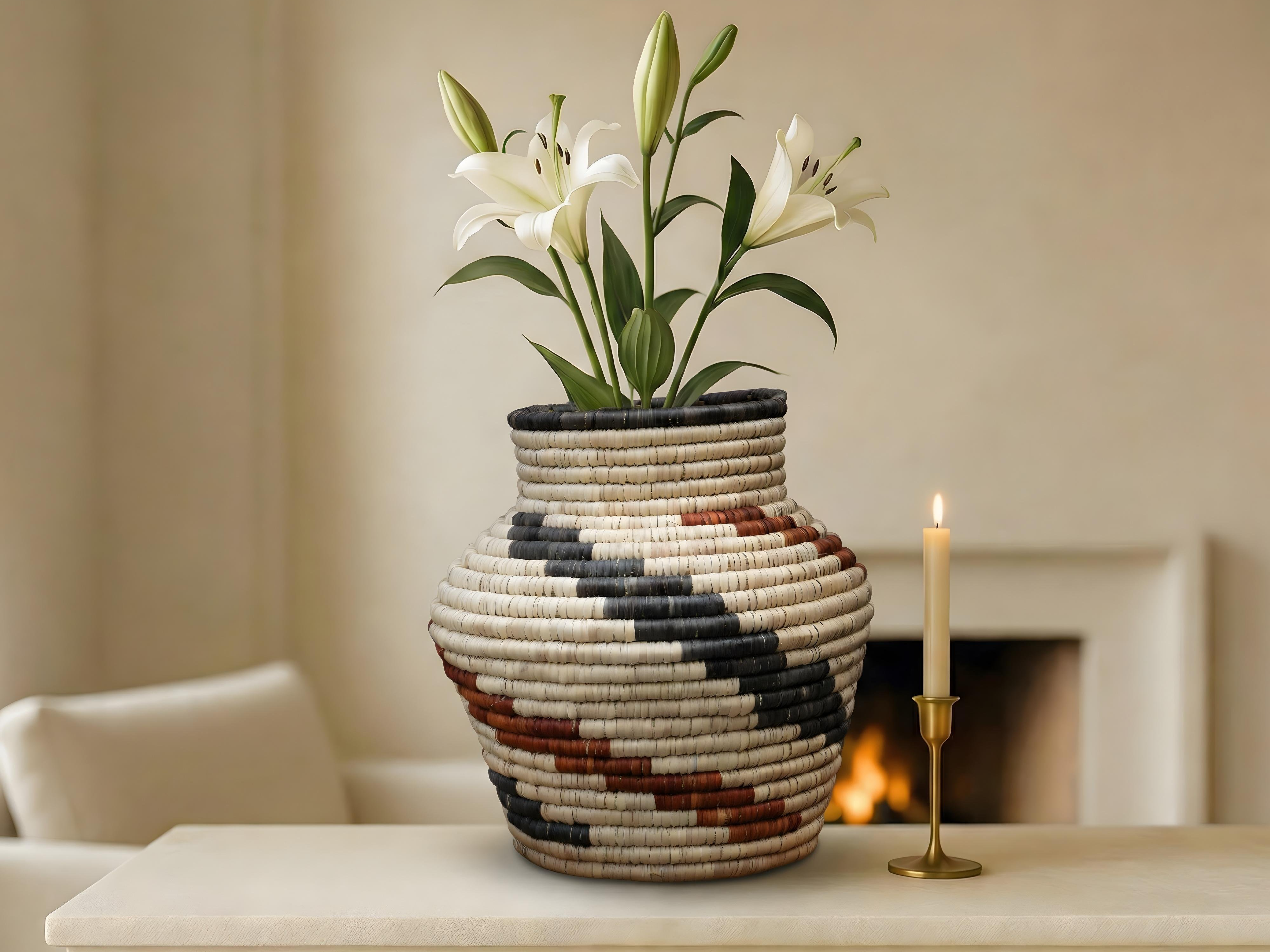 Diagonal Chevrons Potter Vase