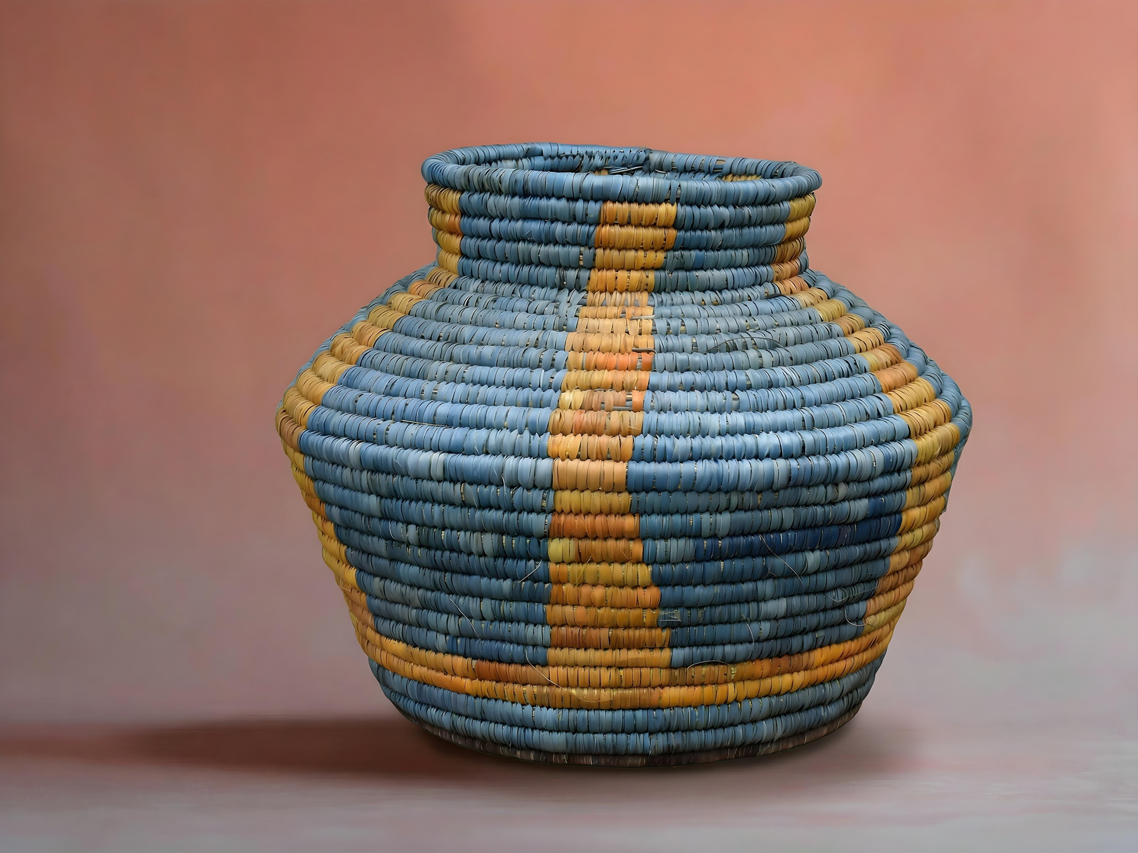 Periwinkle Blue Amber Potter Basket