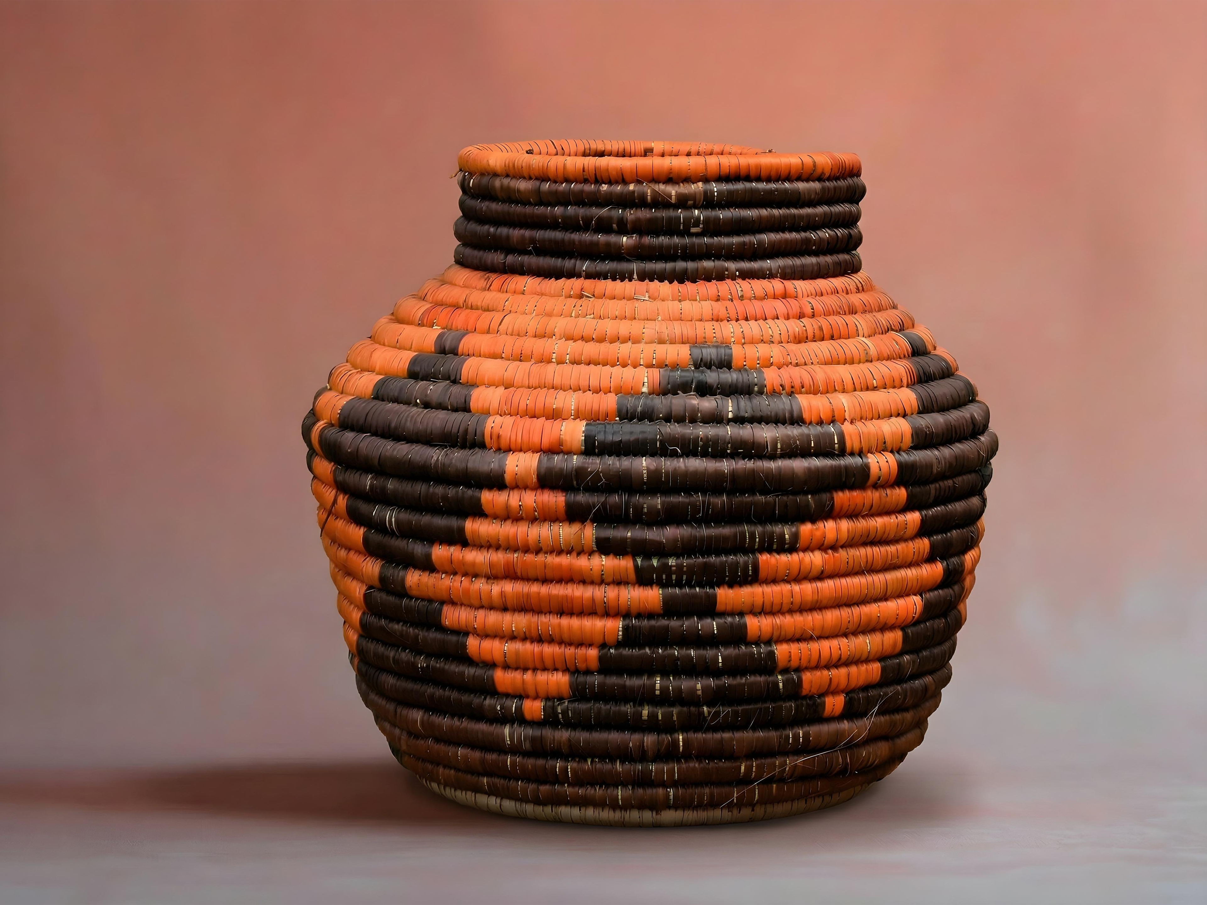 Rustic Diamond Tribal Potter Basket
