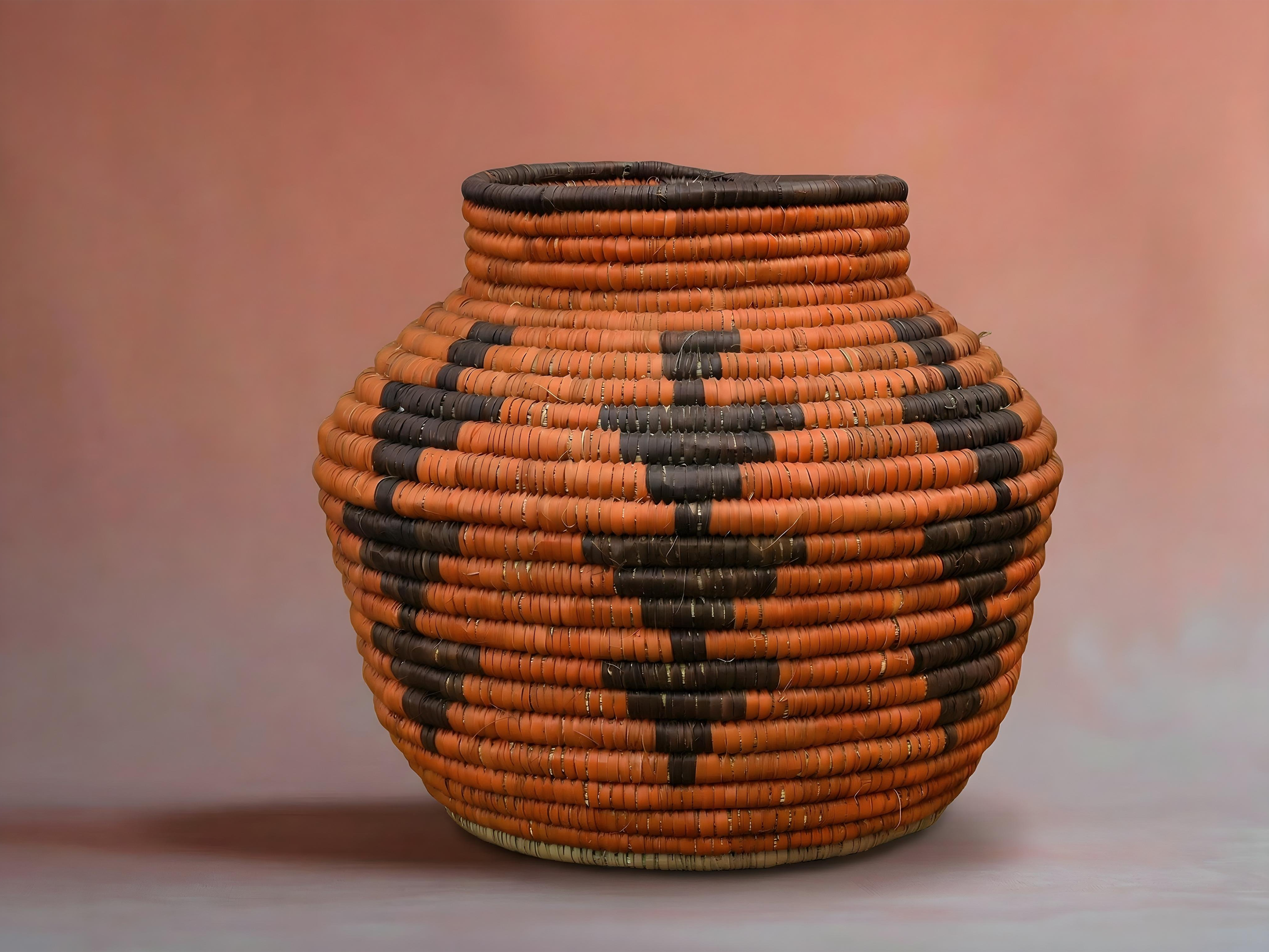 Pumpkin Brown Cross Motif Potter Basket