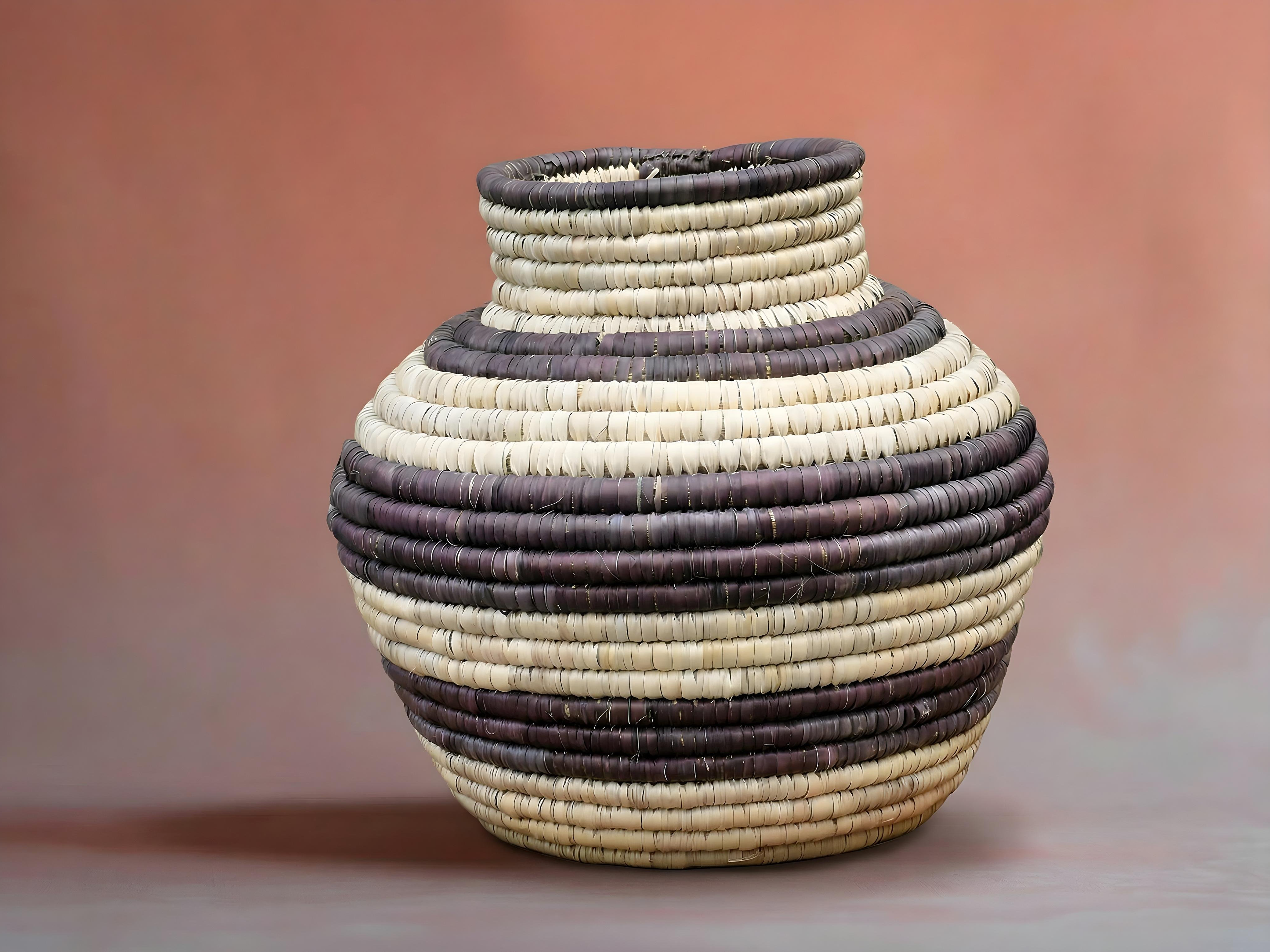 Cream Stripe Scandi Potter Basket