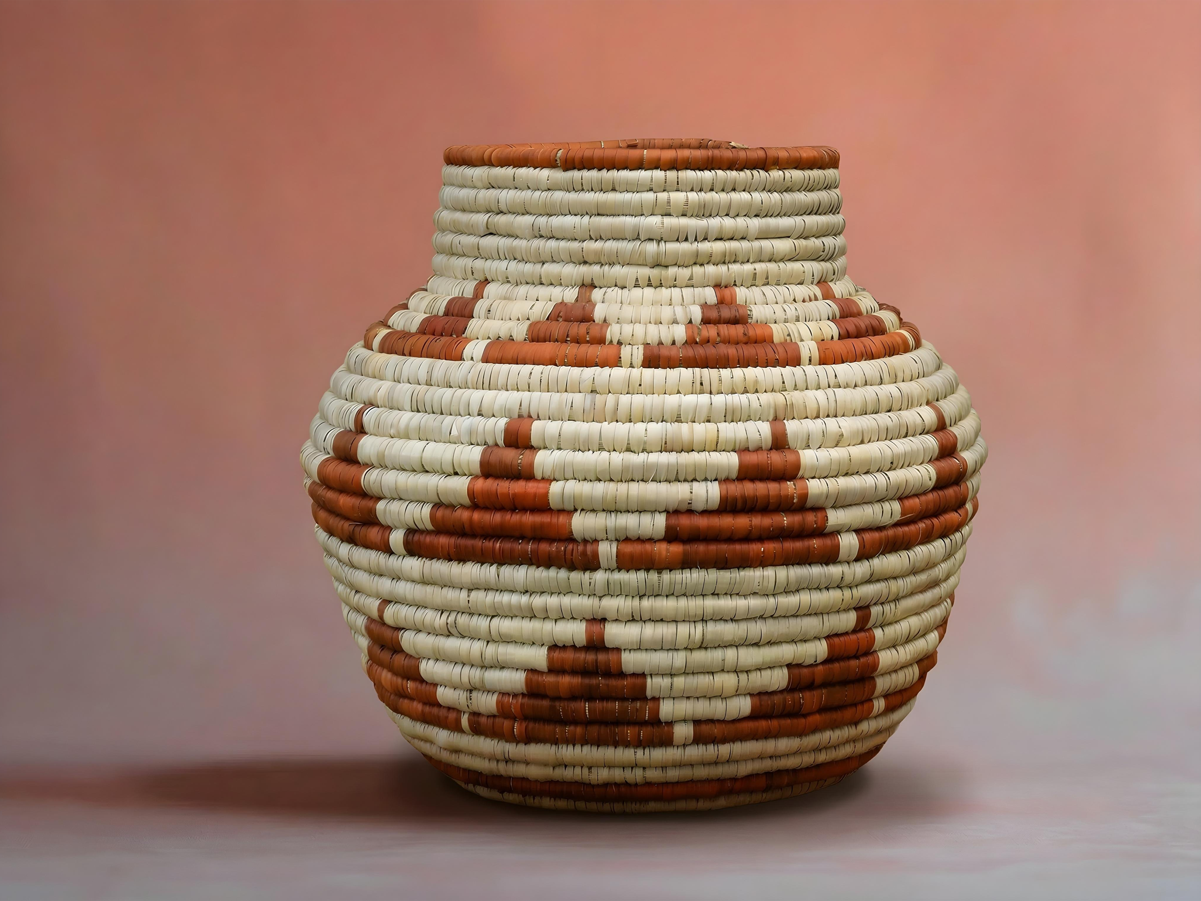 Terracotta Arrow Chevron Pattern Potter Basket