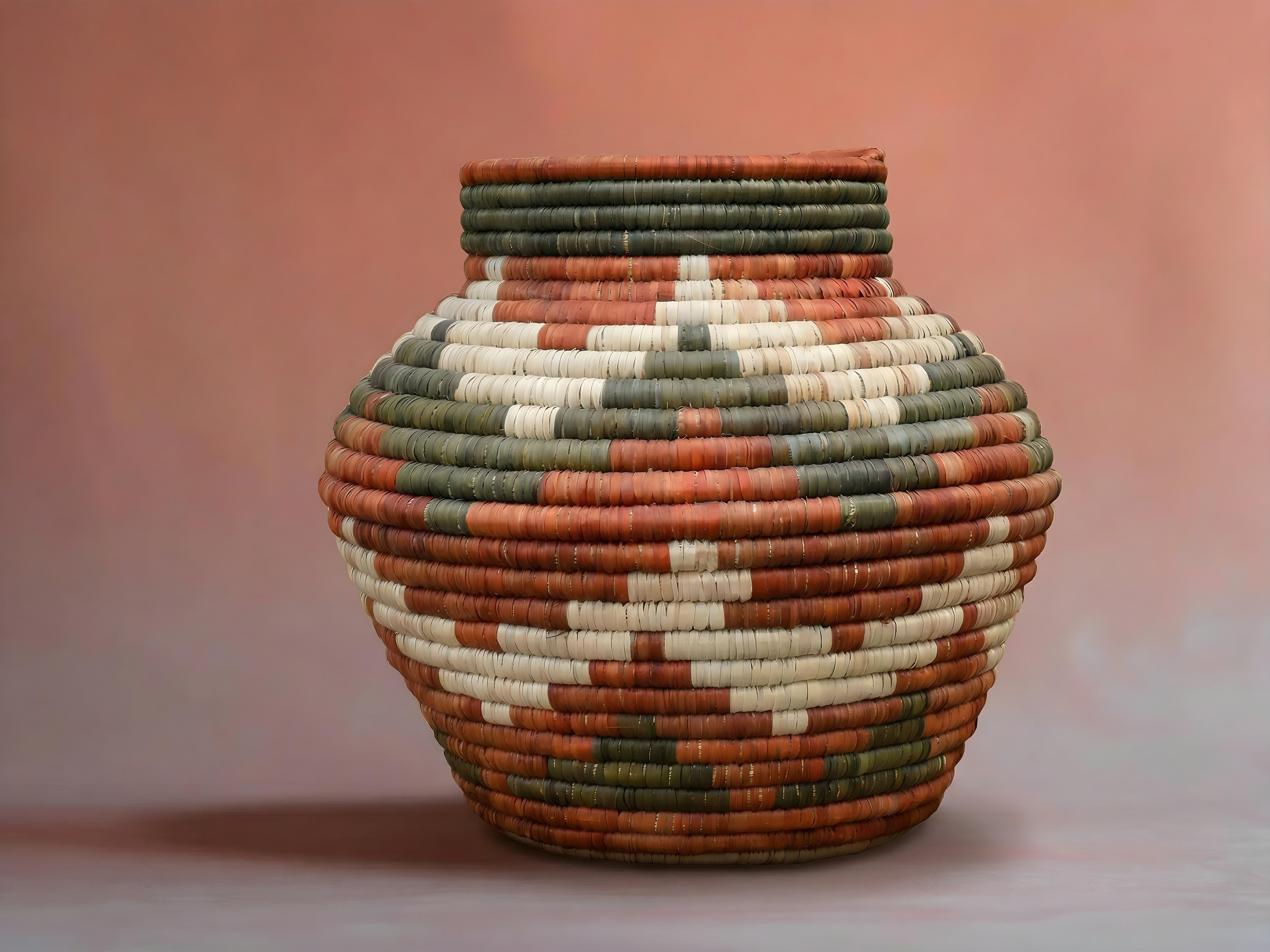 Rustic Terracotta Diamonds Potter Basket