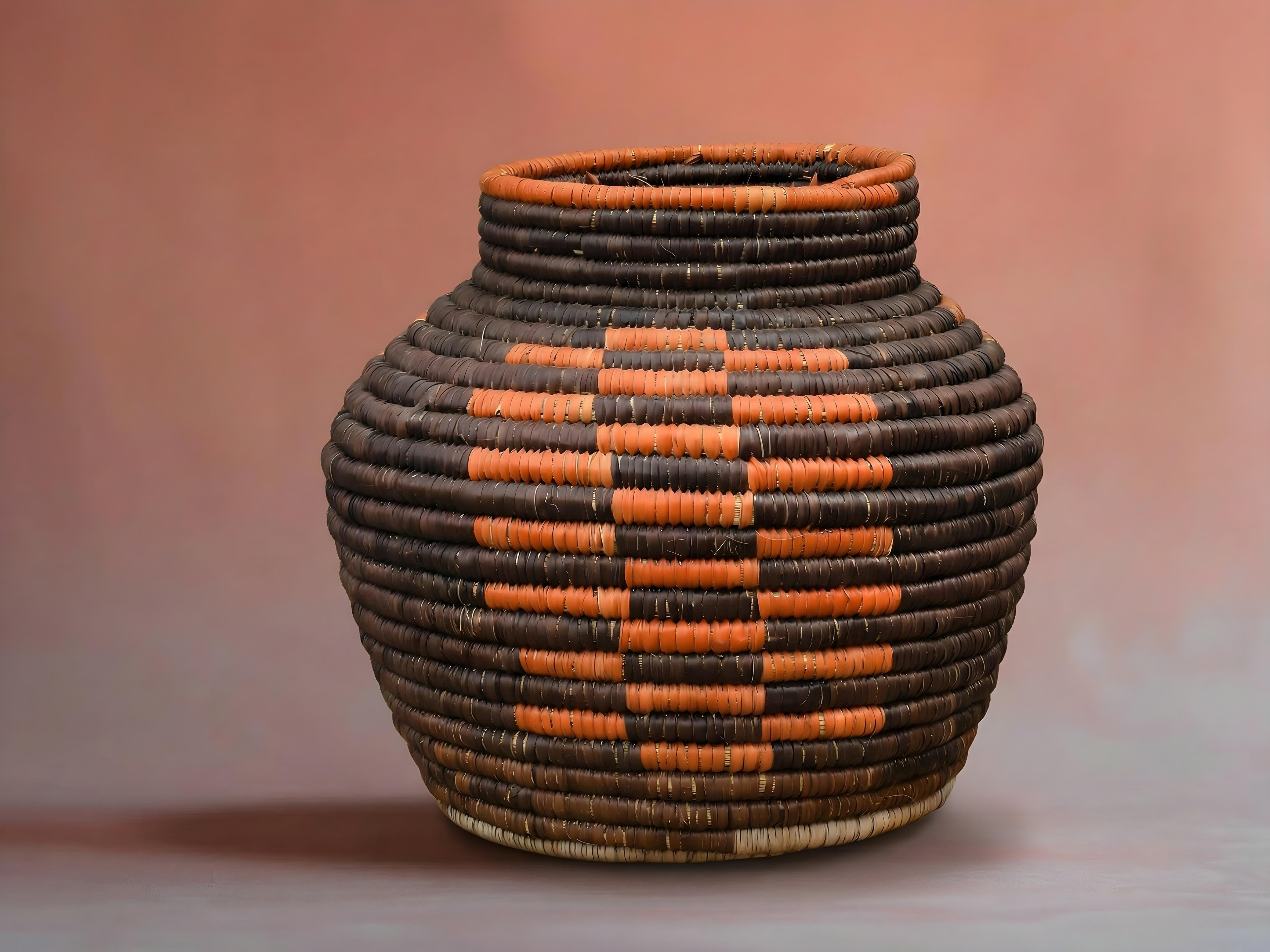 Espresso Brown Burnt Orange Diamonds Potter Basket