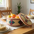 Natural Medallions Lidded Basket