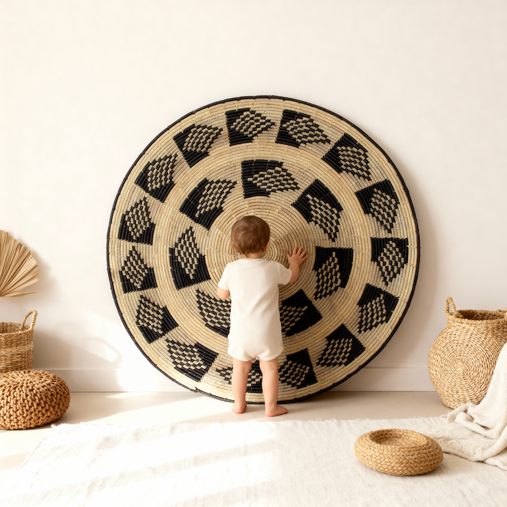 One-of-a-Kind | Feather Black 24" Flat Wall Basket - MT-1904-24