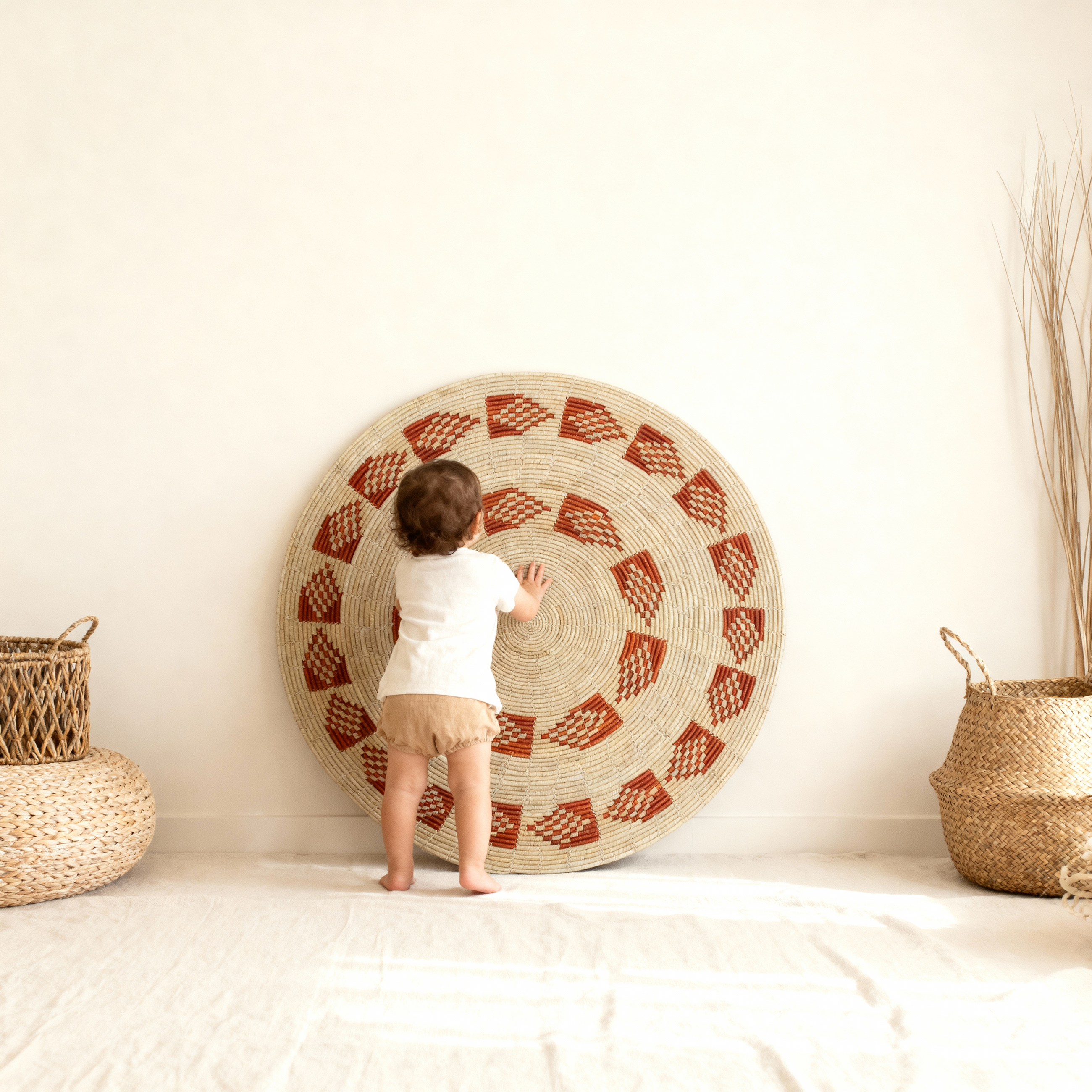 One-of-a-Kind | Feather Brown 24" Flat Wall Basket - MT-1909-24