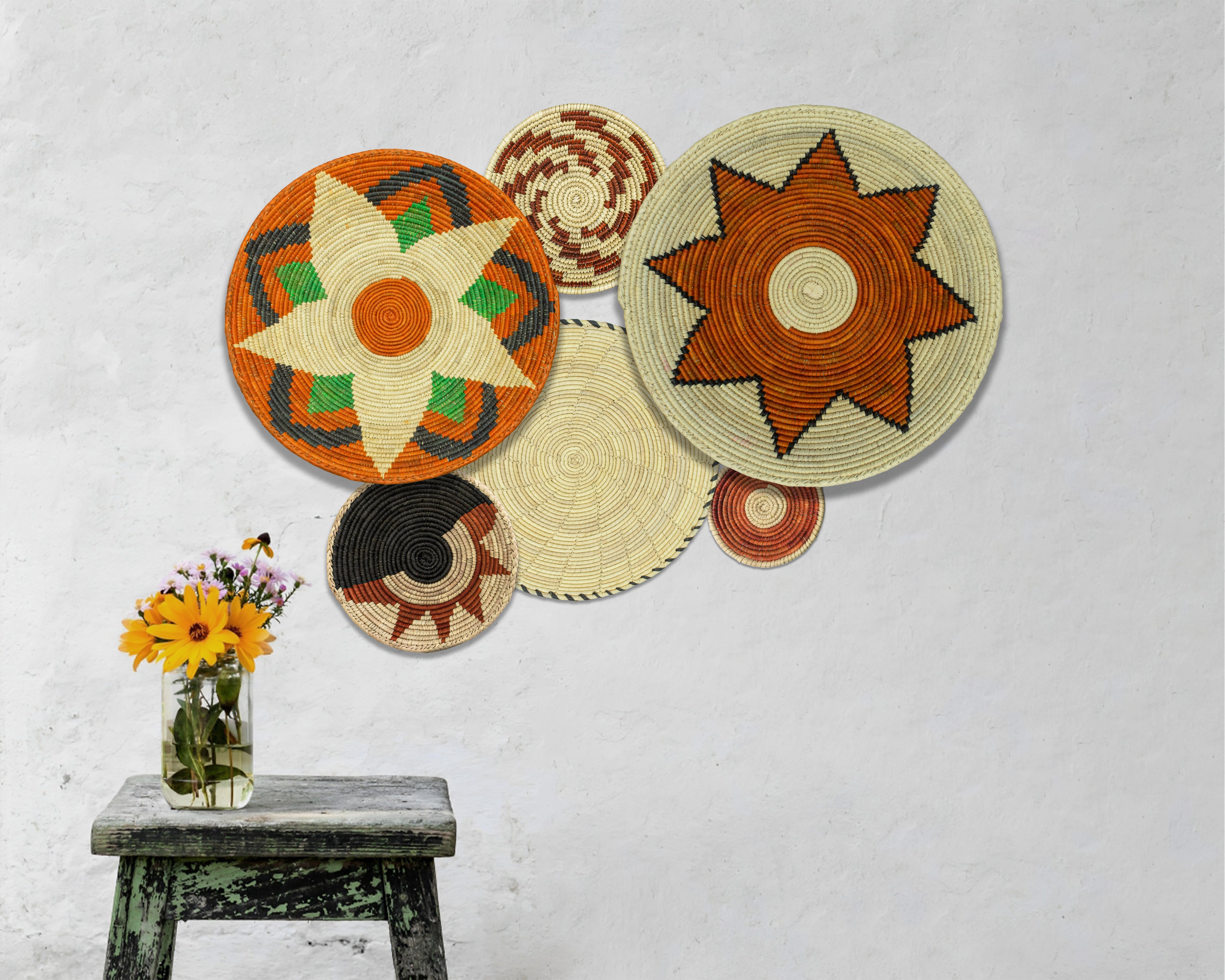 Set of 6 Handwoven wall baskets SET-268-6 N