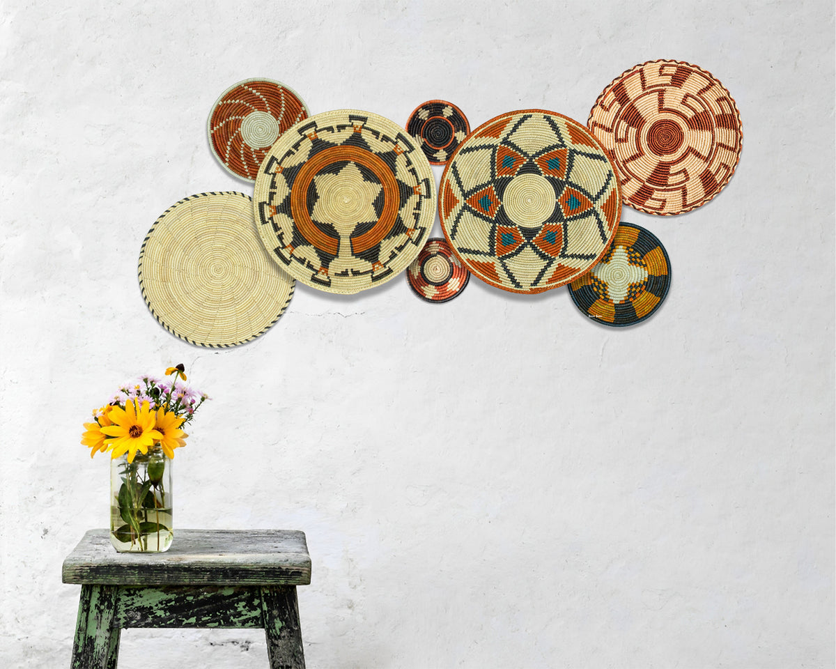 Set of 8 Handwoven wall baskets SET-253-8 N