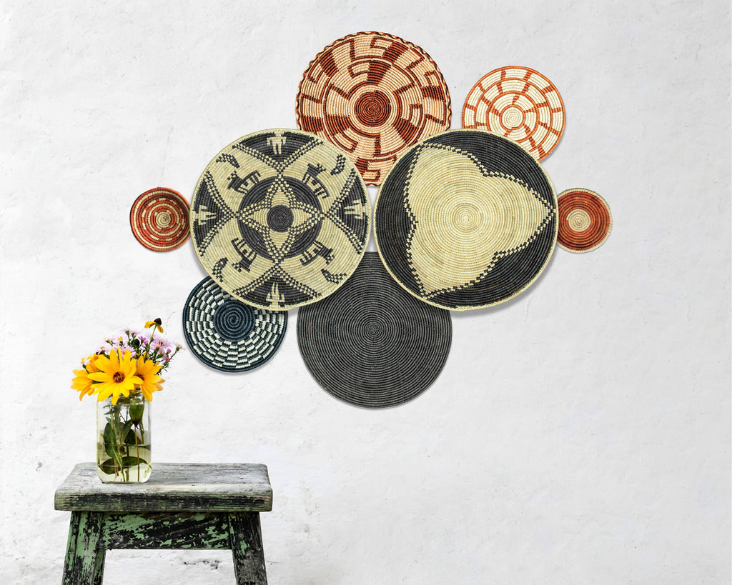 Set of 8 Handwoven wall baskets SET-249-8 N