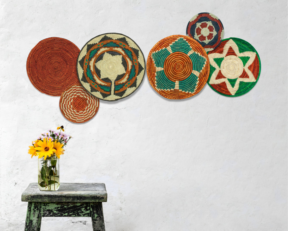 Set of 6 Handwoven wall baskets SET-275-6 N
