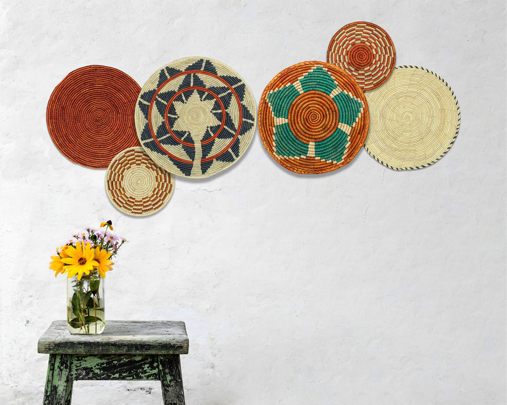 Set of 6 Handwoven wall baskets SET-276-6 N