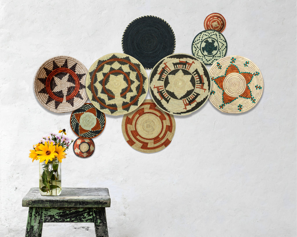 Set of 10 Handwoven wall baskets SET-405-10 N