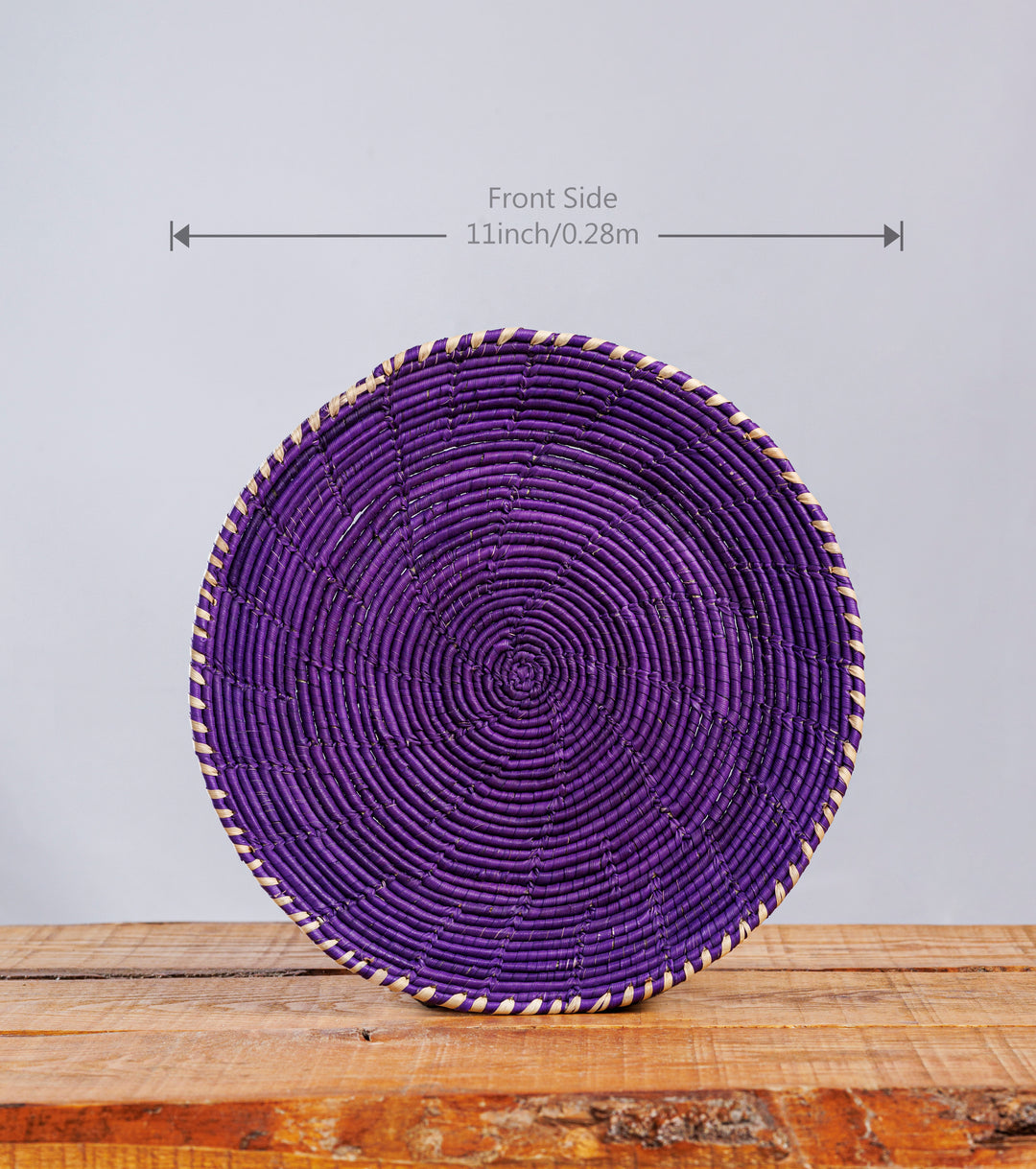 Magenda Plain Hand-Woven Plate, 11-inch Diameter and 1.5-inch Depth.