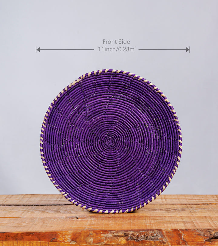 Magenda Plain Hand-Woven Plate, 11-inch Diameter and 1.5-inch Depth.