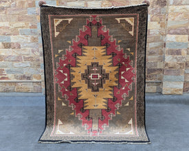 Two Grey Hills Navajo Inspired Hand-Knotted Carpet - 6x4 ft