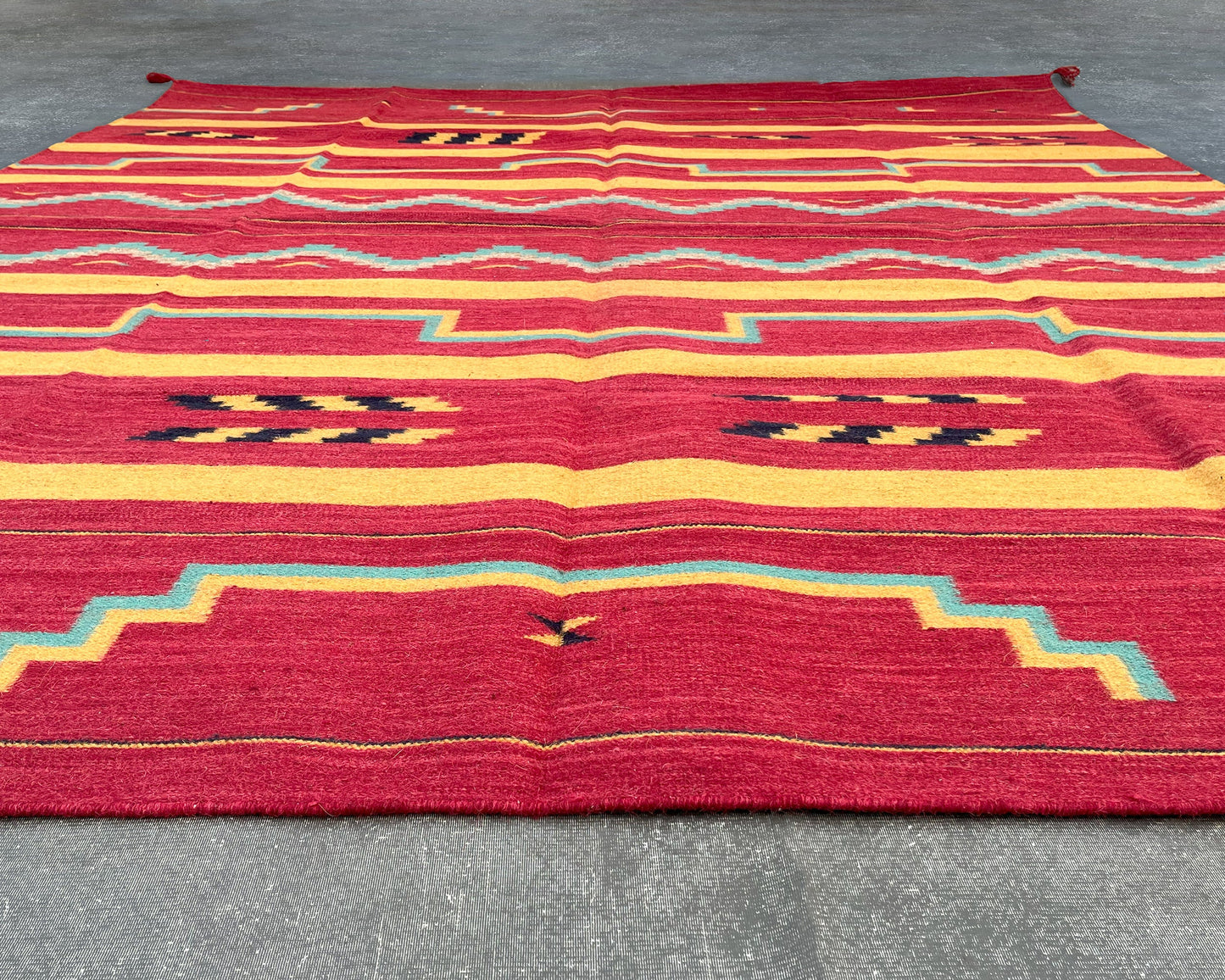 Red Rug Large Wool Flatweave Rug - 8x10 ft WD-181-80